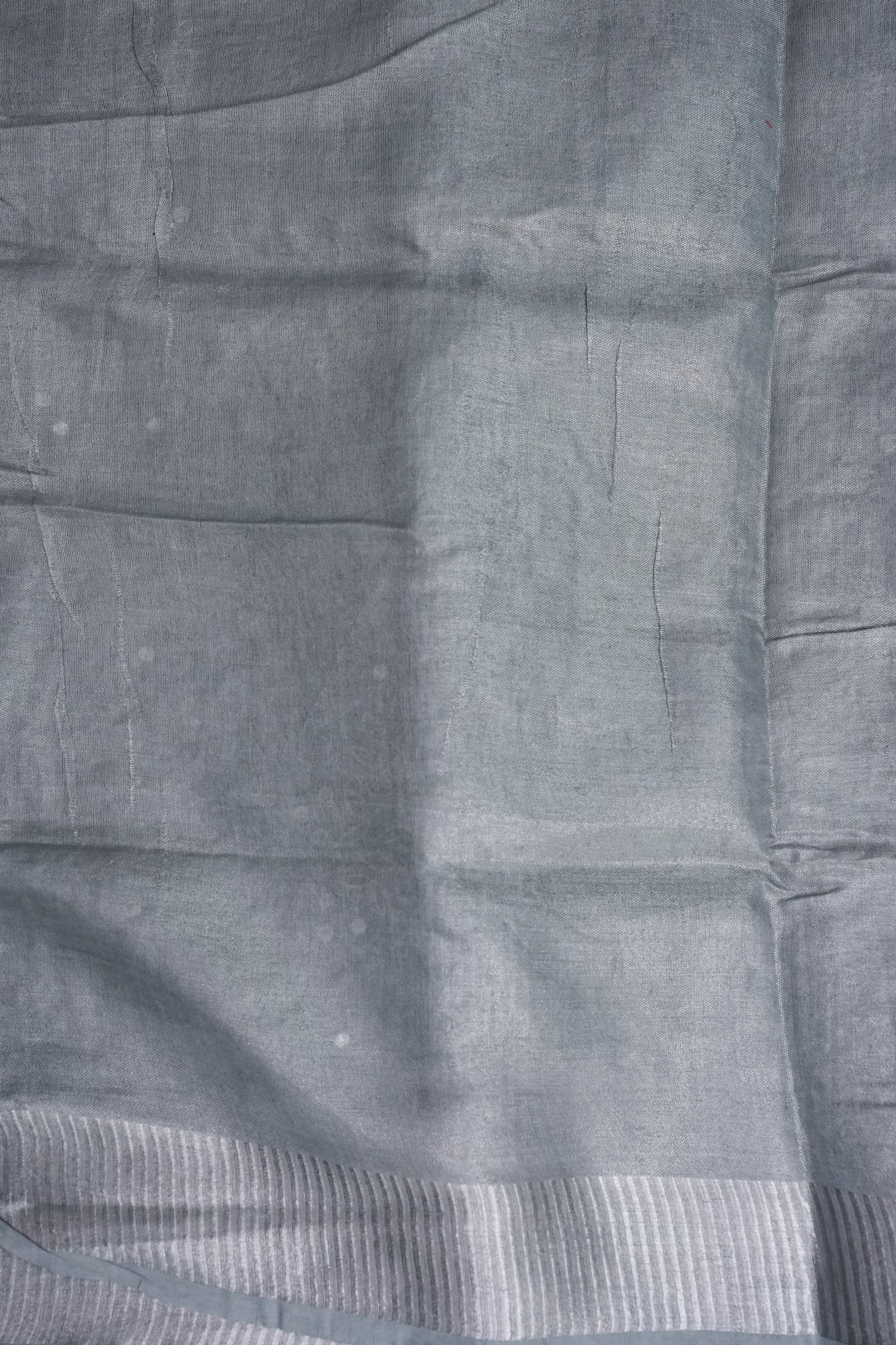 Hand Embroidered Pure Tissue Linen Silk Saree - Silver Grey