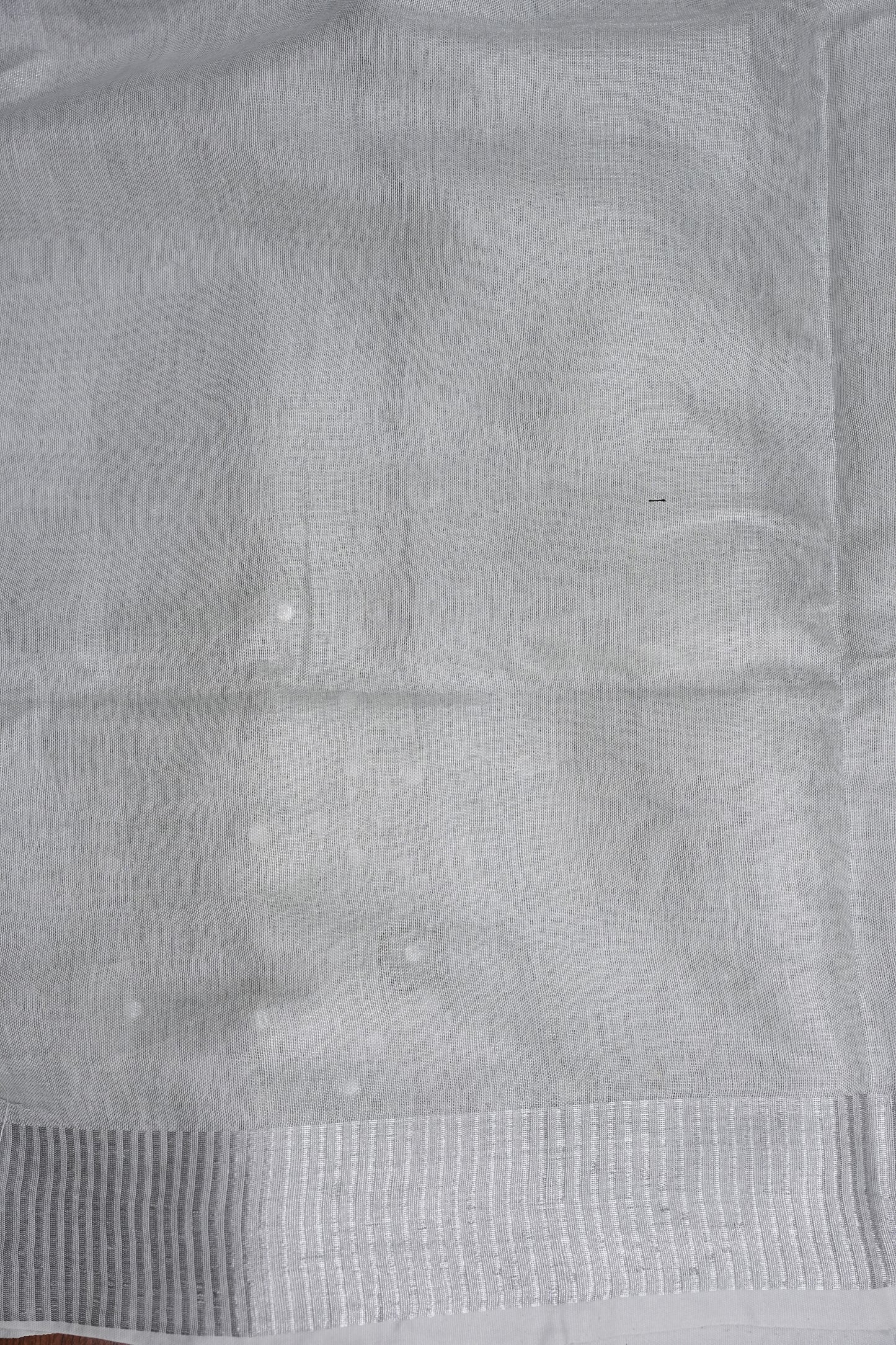 Hand Embroidered Pure Tissue Linen Silk Saree - White silver