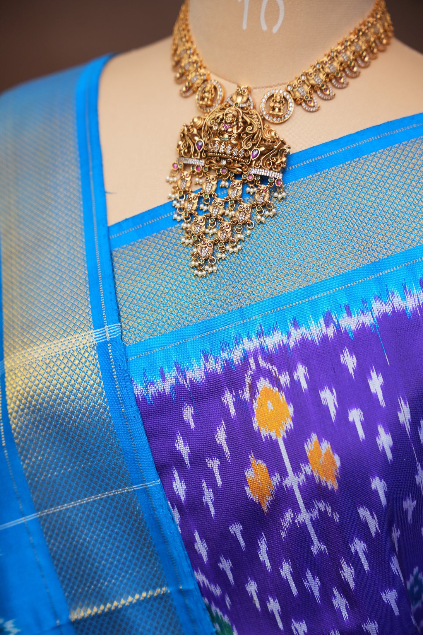 Pure Ikkat Soft Silk Saree - Purple with Blue