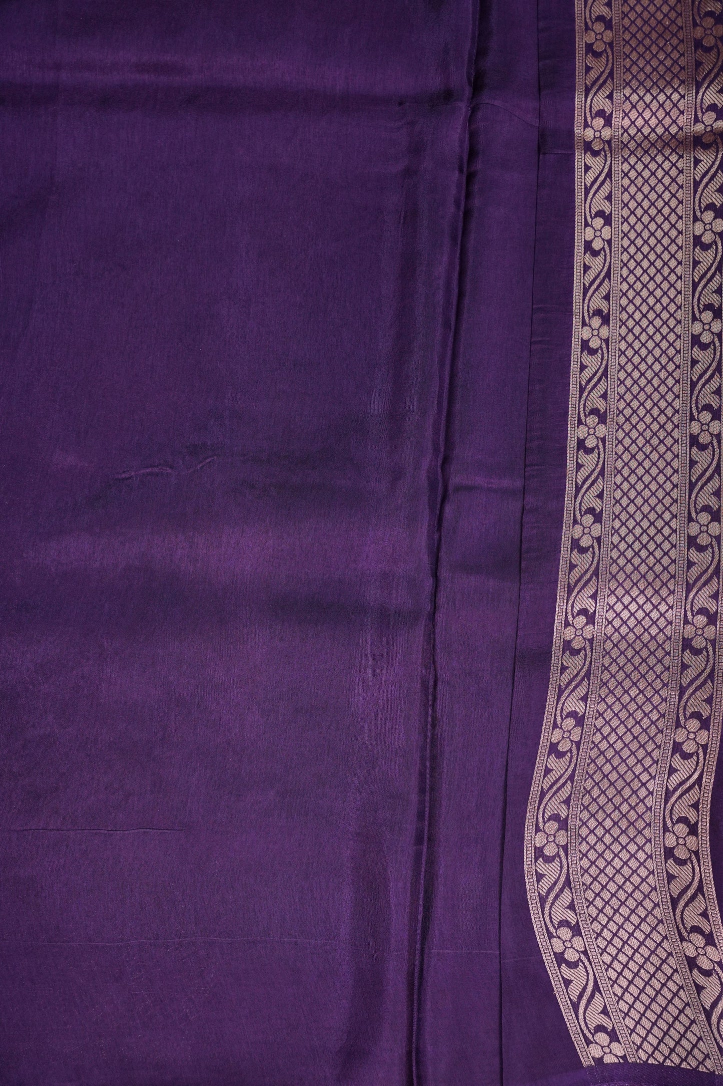 Banarasi Silk Saree – Royal Purple with Intricate Gold Zari Floral Weave