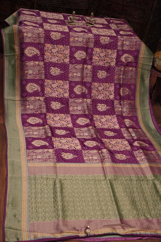 Kashmiri Pashmina Story Telling Saree - Wine