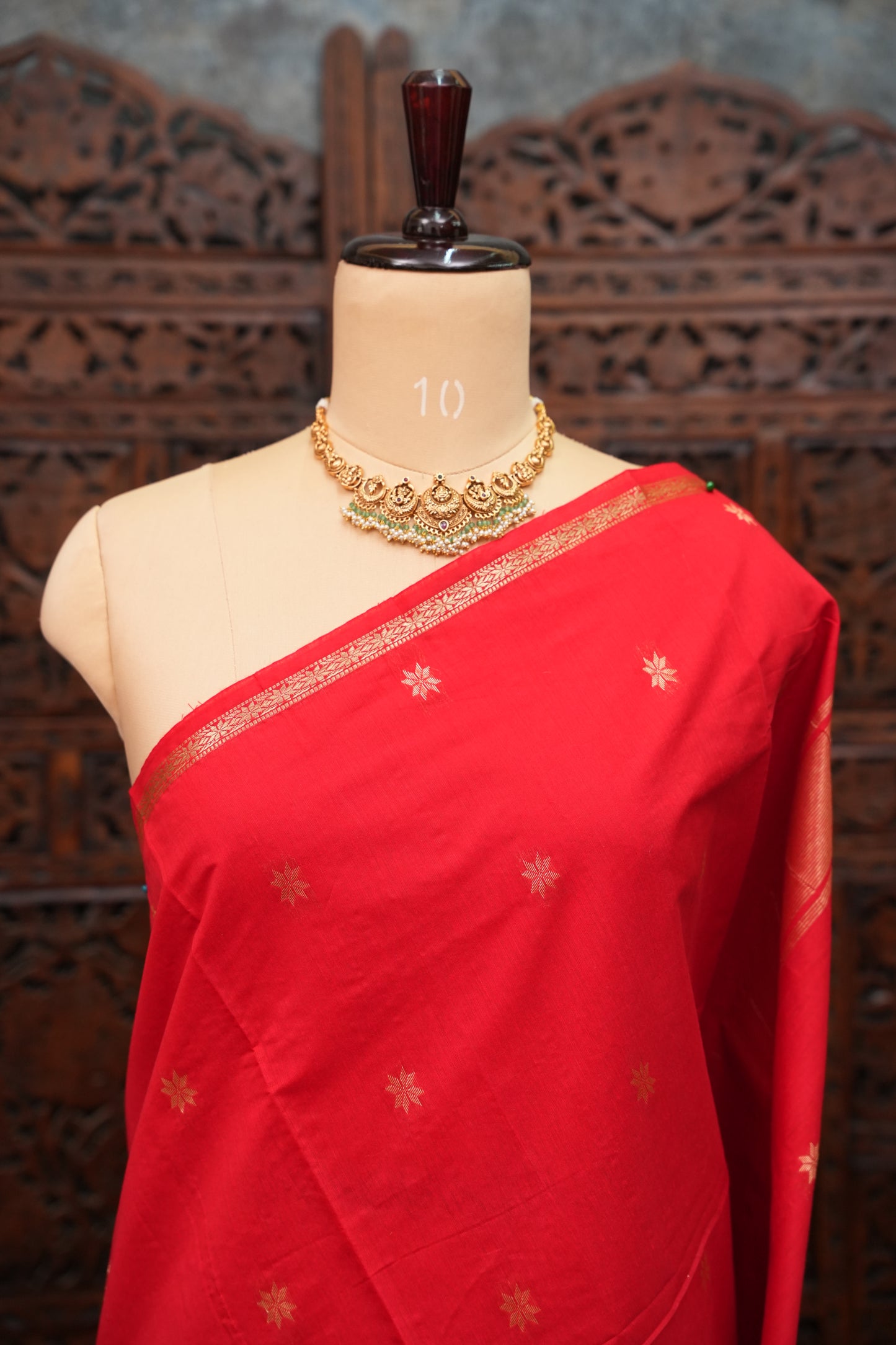 Maheshwari Silk Cotton Saree|Red