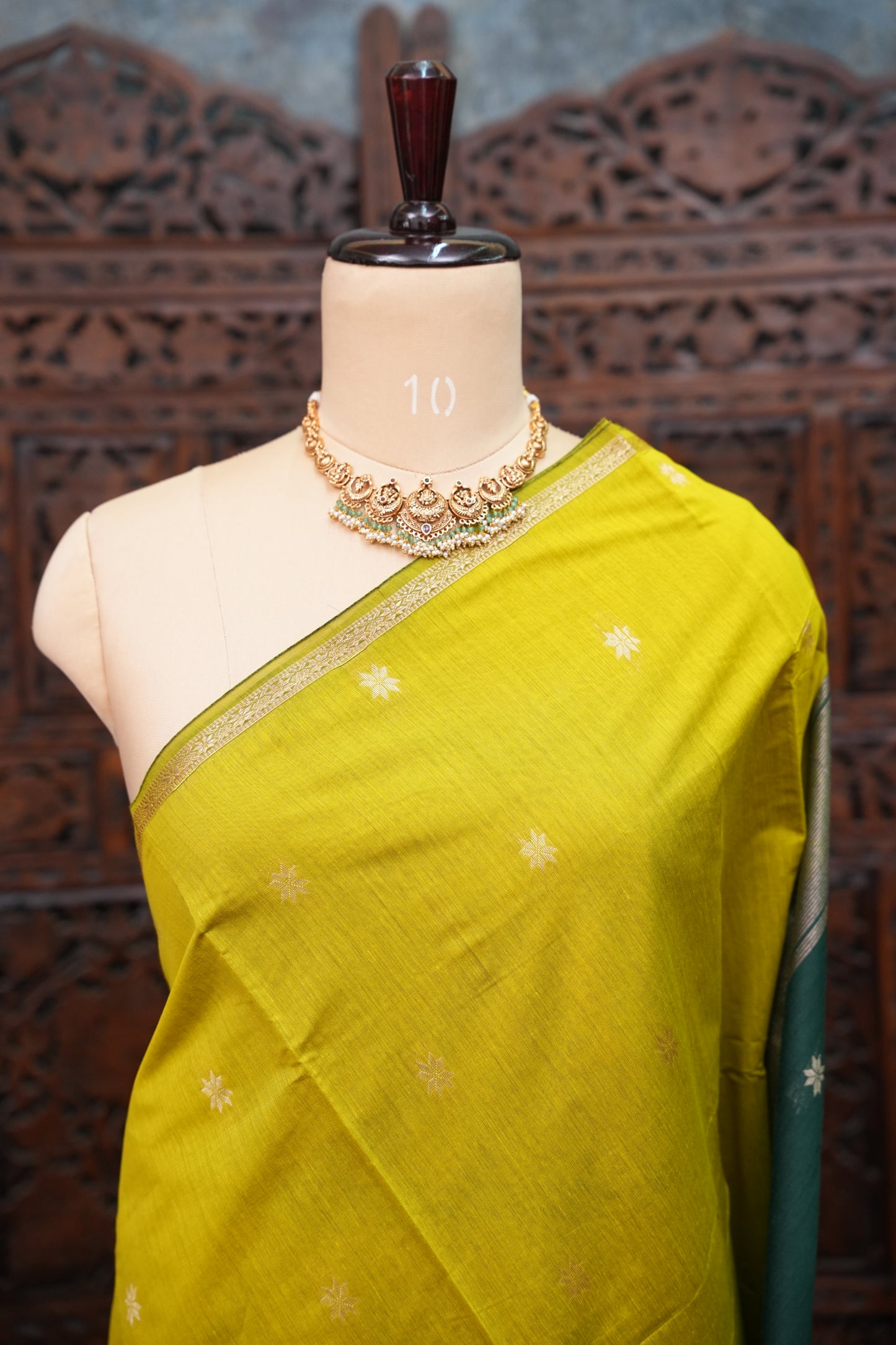 Maheshwari Silk Cotton Saree|Green
