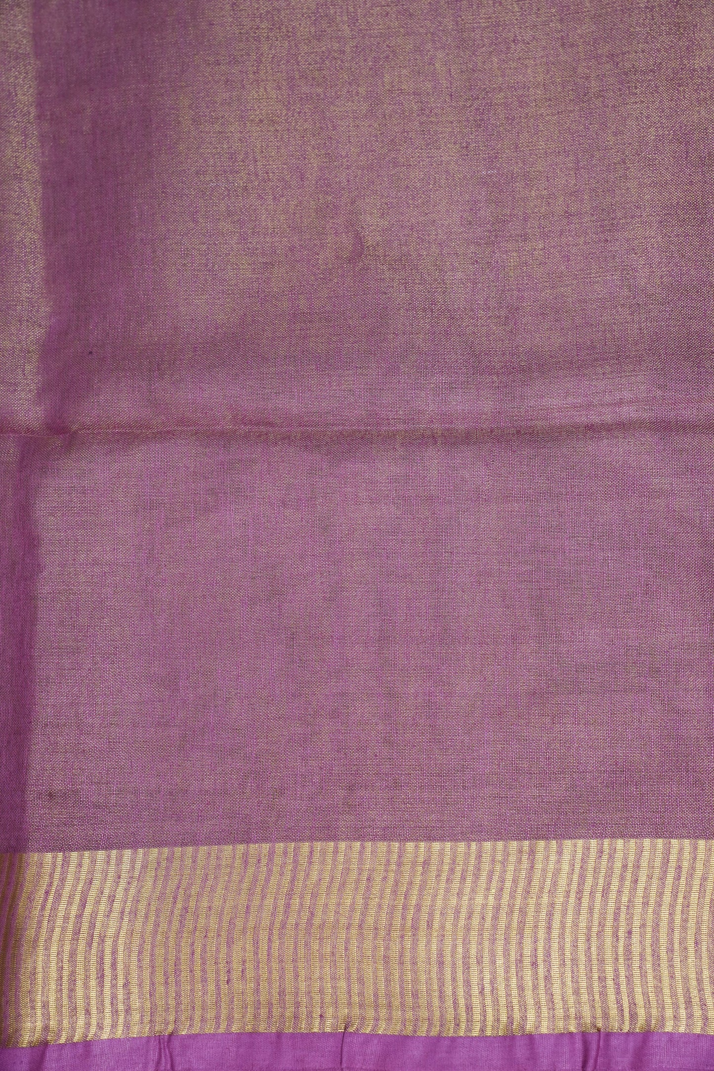 Tissue Linen Silk Saree – Soft Mauve Pink with Classic Gold Zari Border
