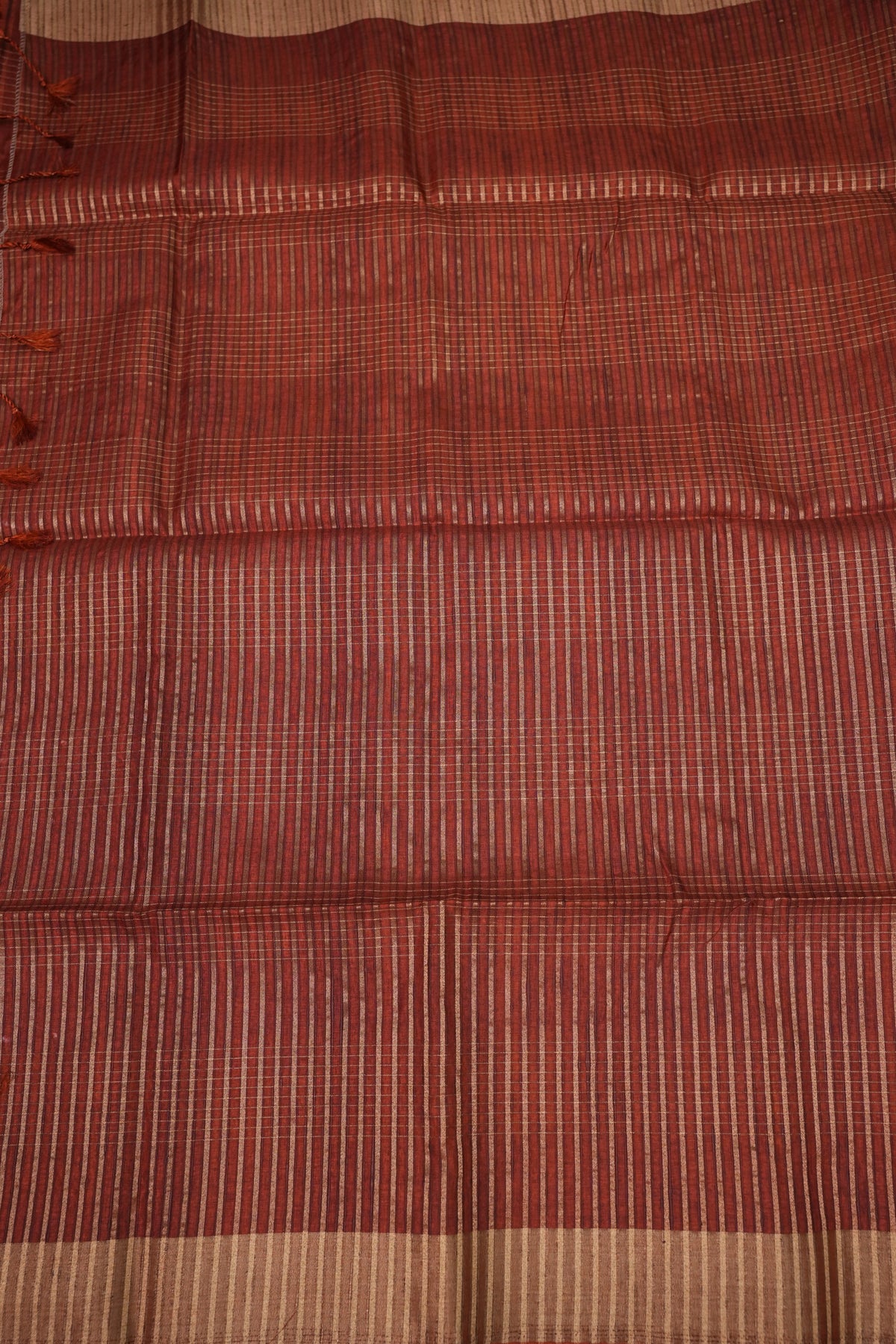 Semi Tussar Linen Silk Saree – Rust Orange