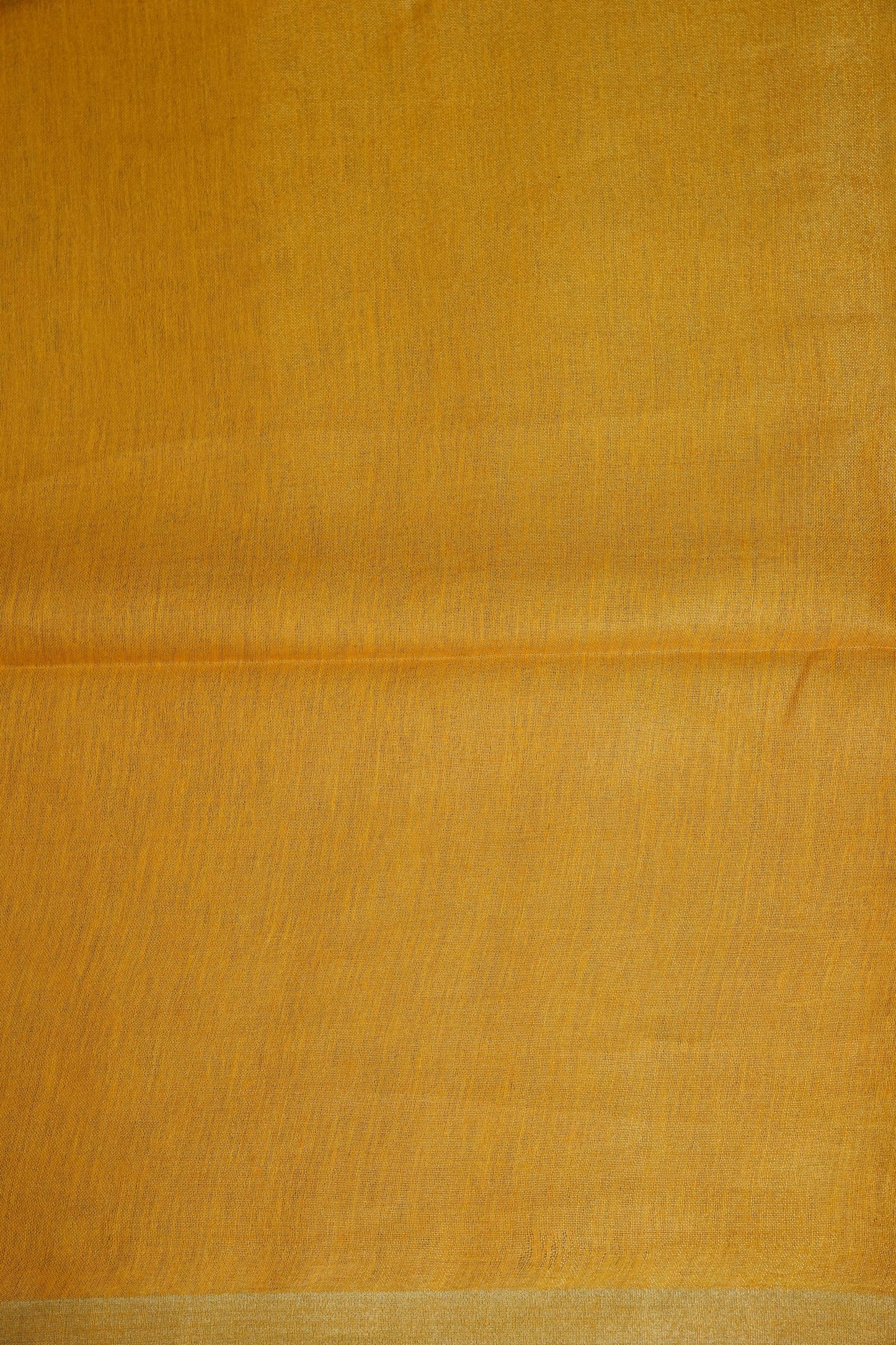 Tissue Linen Silk Saree – Mustard Yellow with Subtle Gold Zari Border