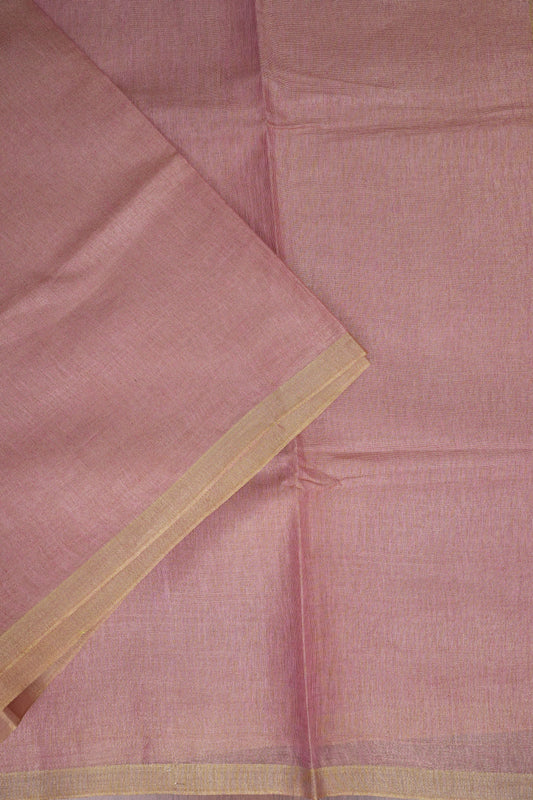 Blush Pink & Gold Tissue Linen Saree
