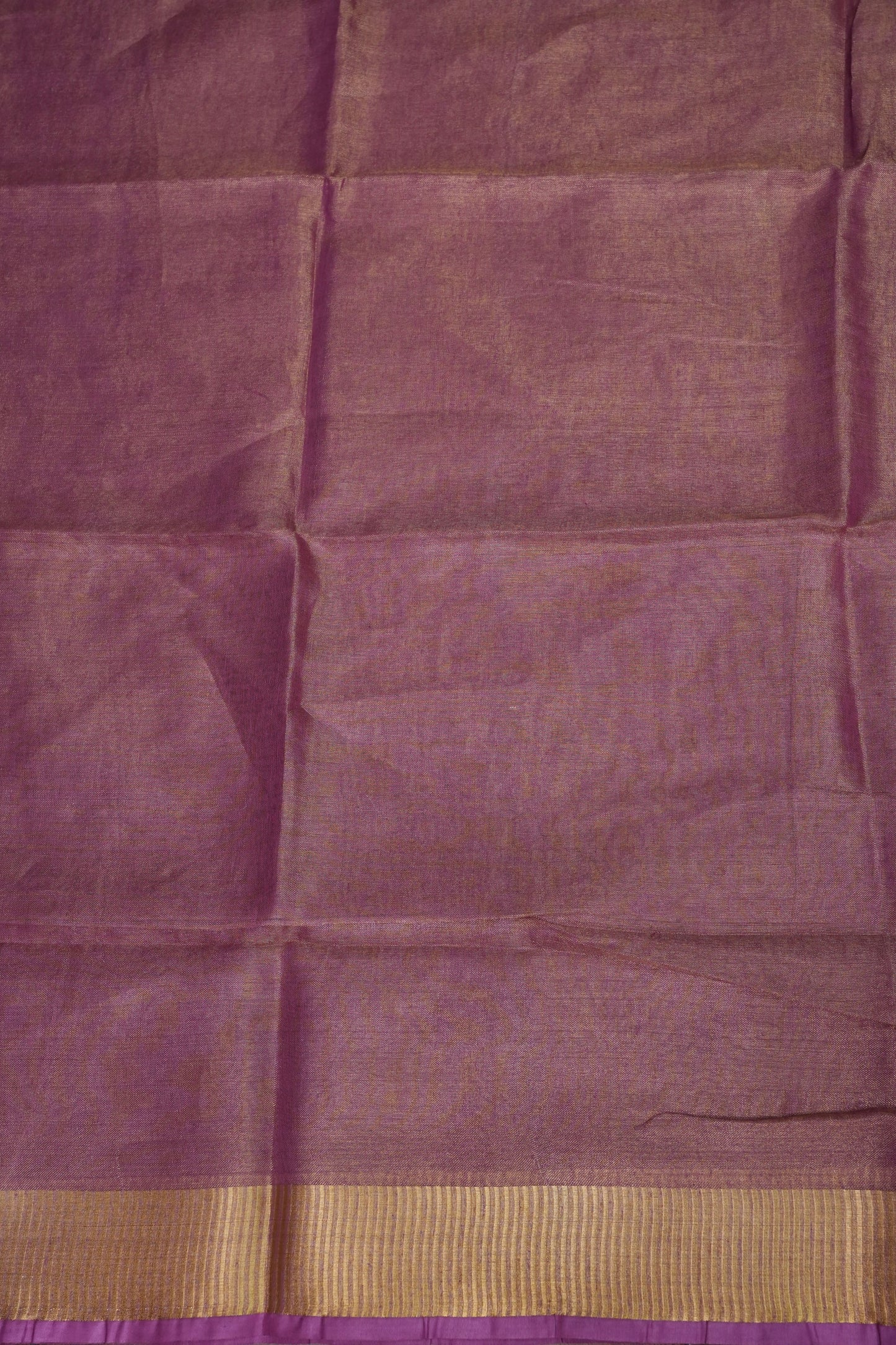 Rose Pink & Champagne Gold Tissue Linen Saree with Zari Border