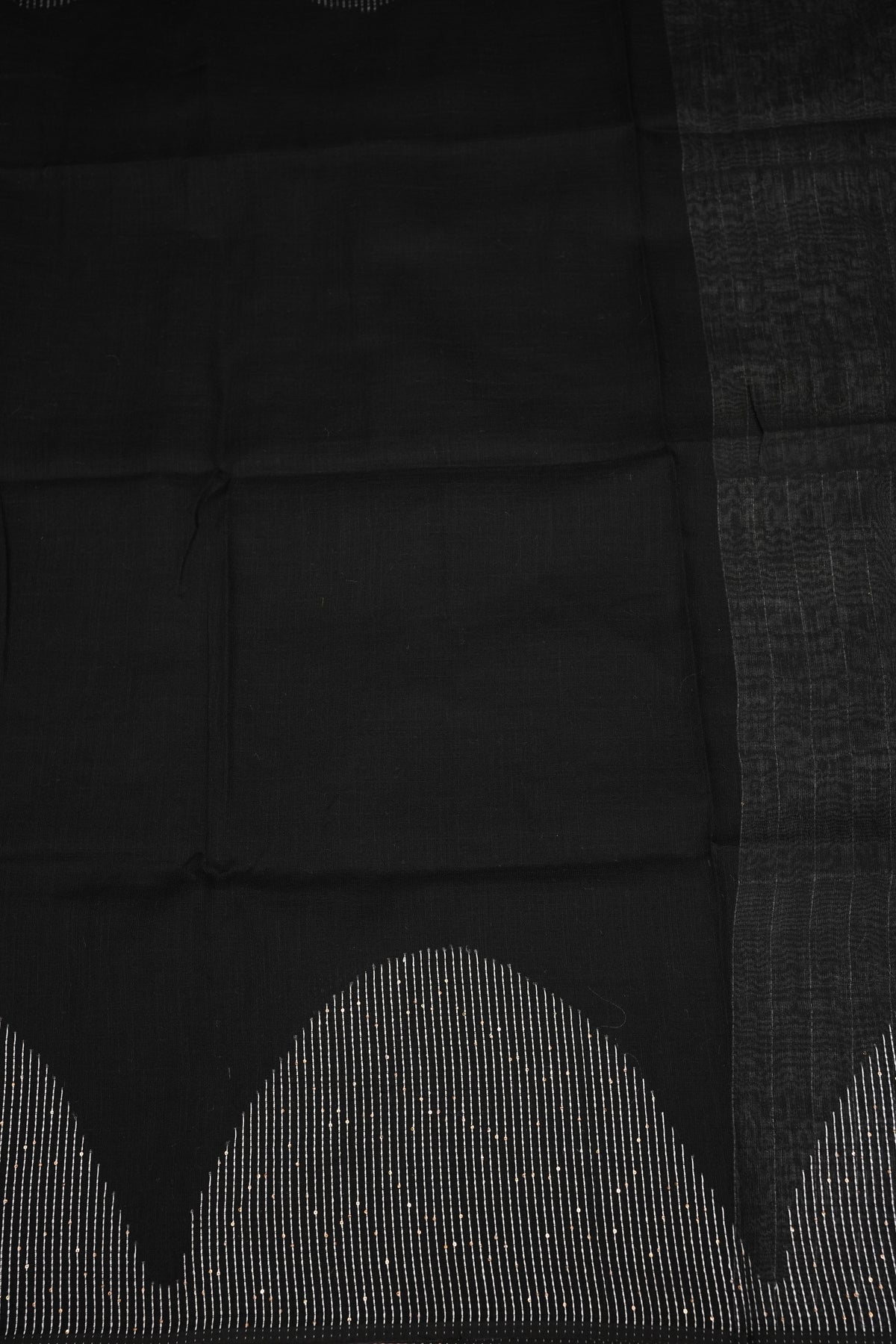 Linen Saree with Needle Embroidery – Classic Black