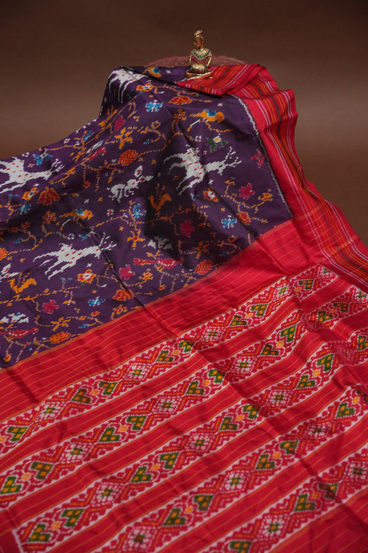 Pure Ikkat Soft Silk Saree - Aubergine Purple