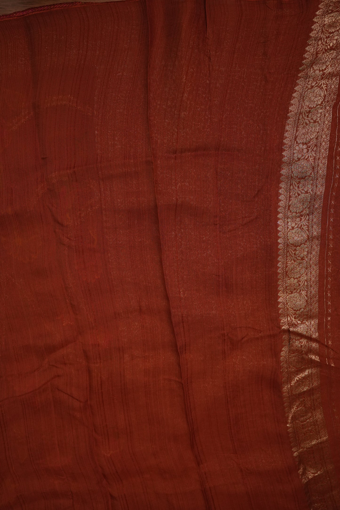 Soft Matka Banarasi Saree with Needle Design Work – Rust Orange