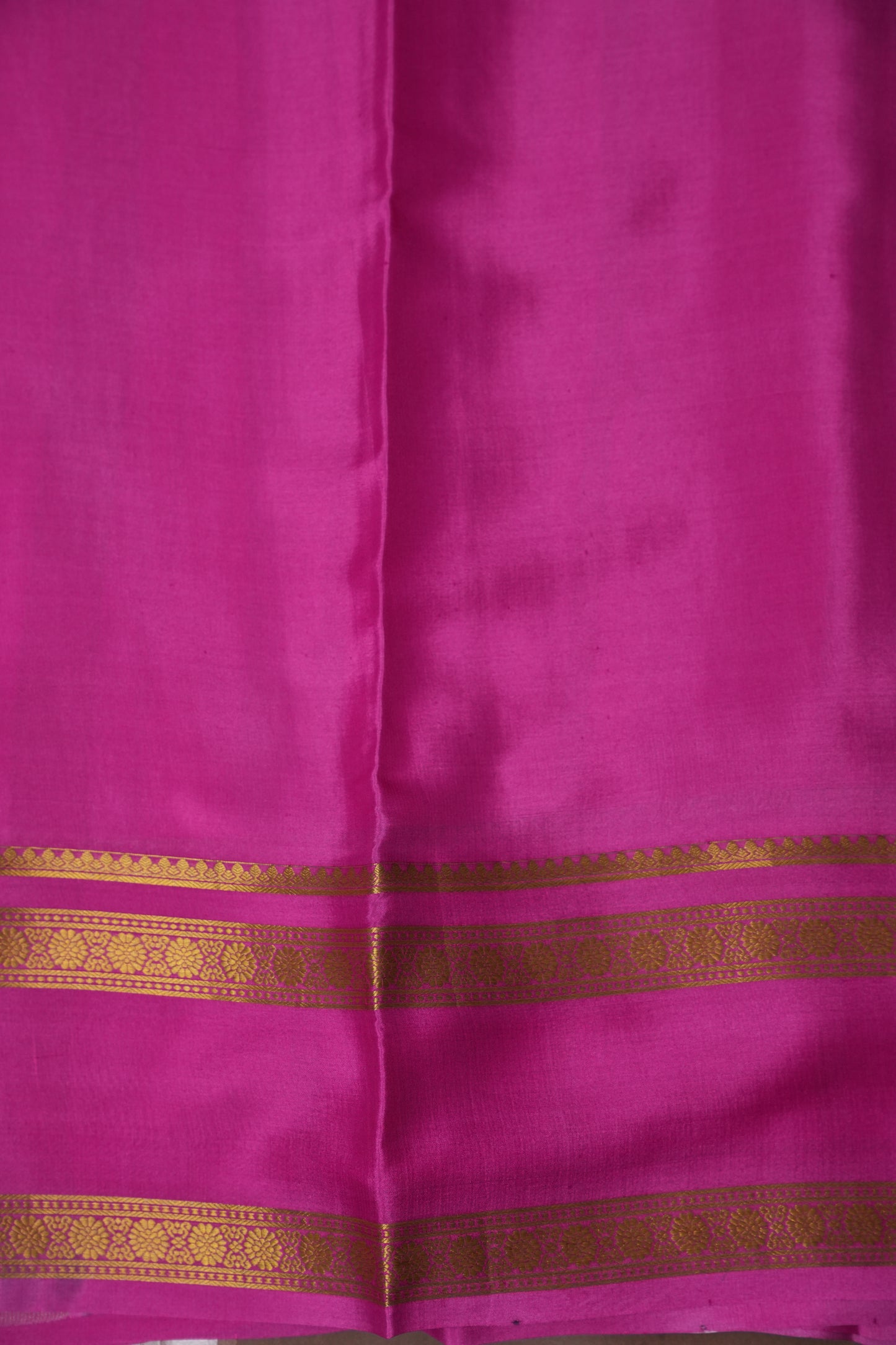 Pure Crepe Mysore Silk Saree - Pink & Powder Blue Pastel Stripes