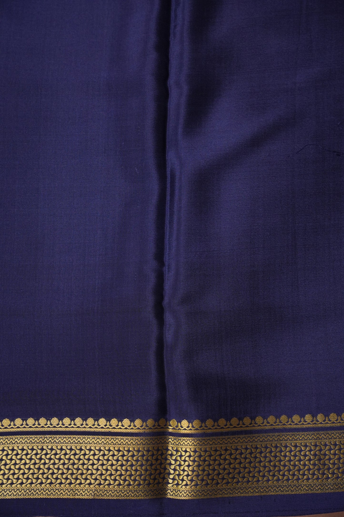 Half and Half Pure Crepe Mysore Silk Saree - Navy Blue & Teal Green