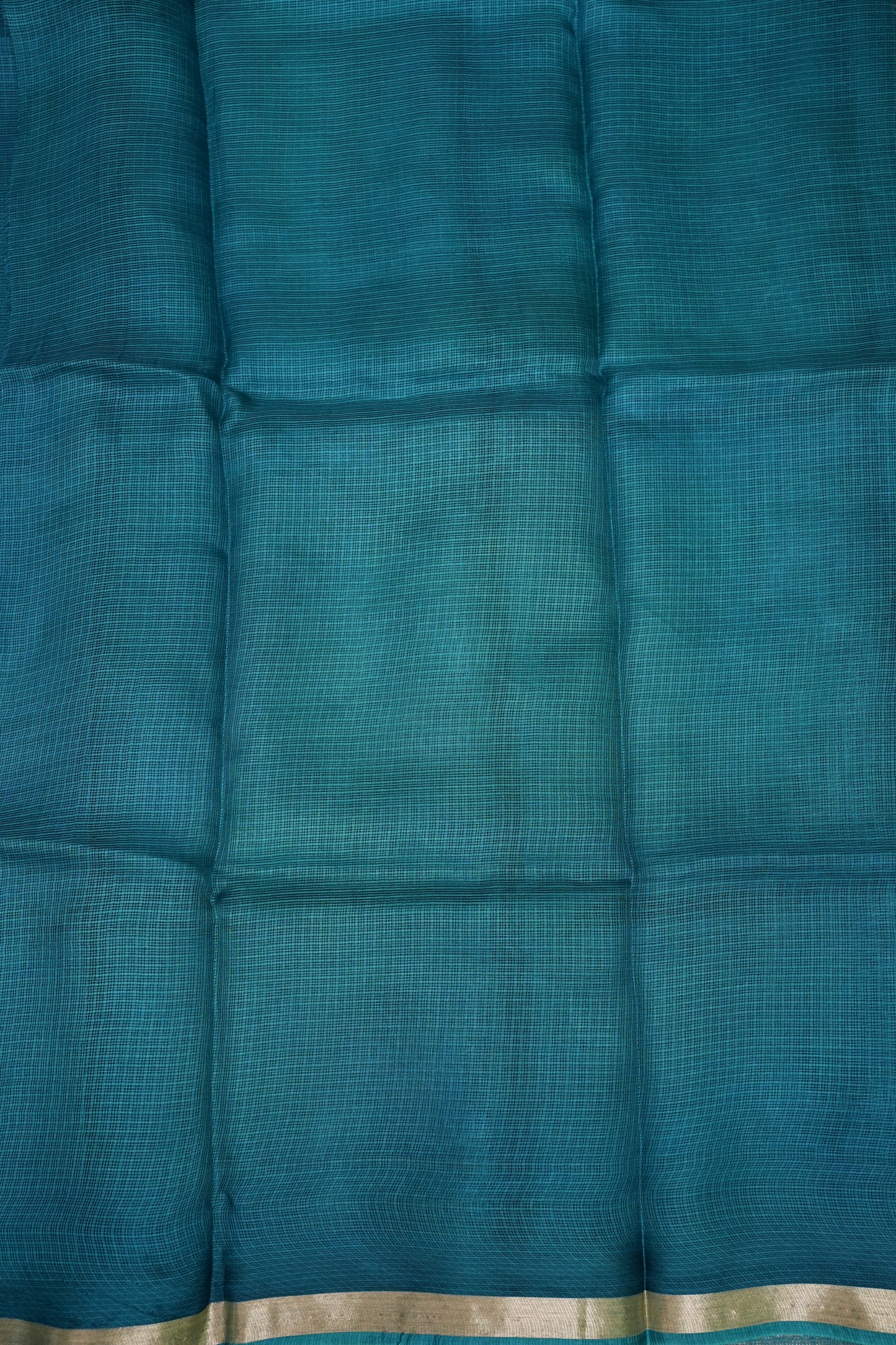 Silk Kota Saree with Zari Border – Teal Blue