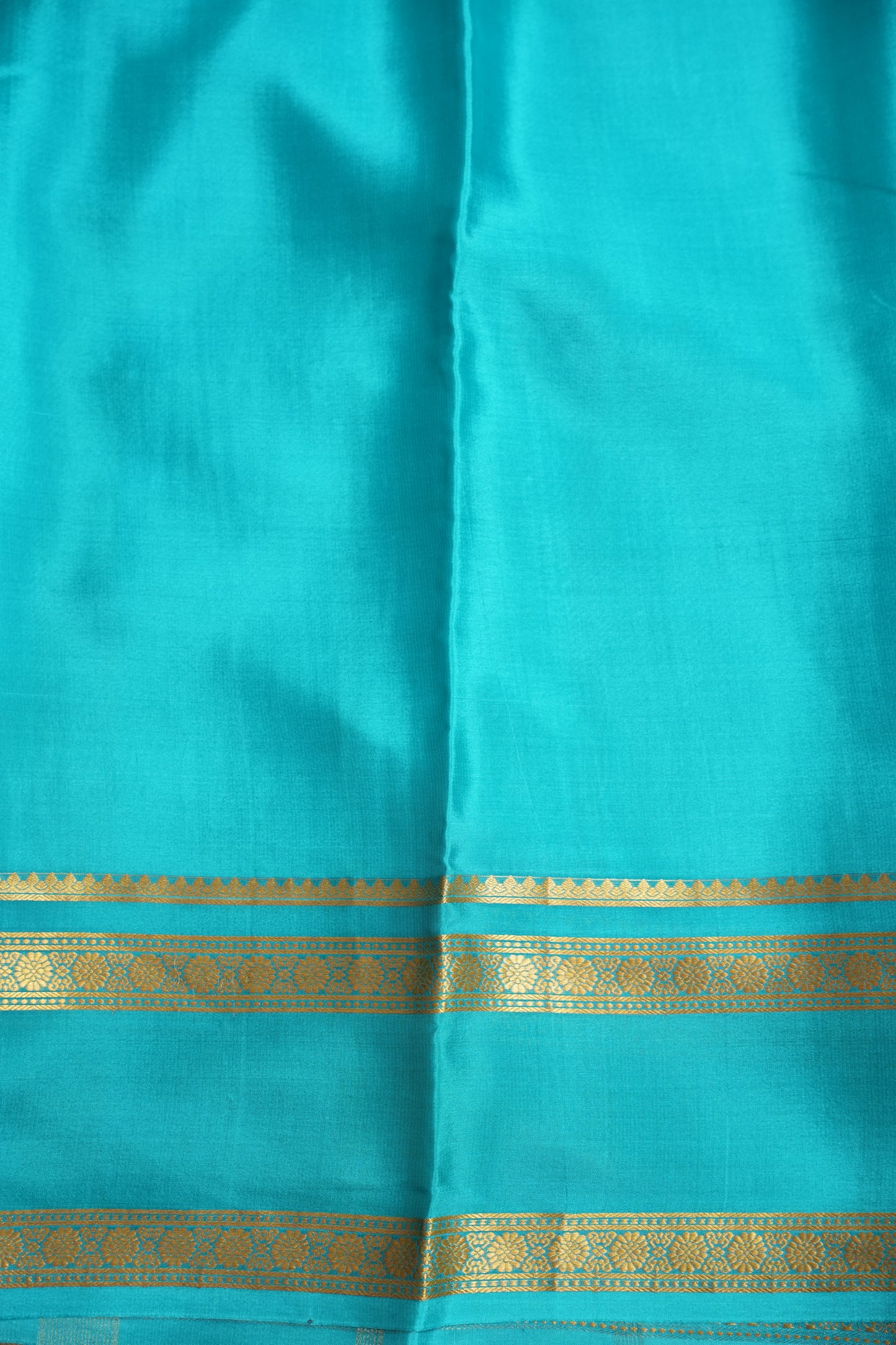Multi Blue Shades in Pure Crepe Mysore Silk Saree With Self Retta Pet Border
