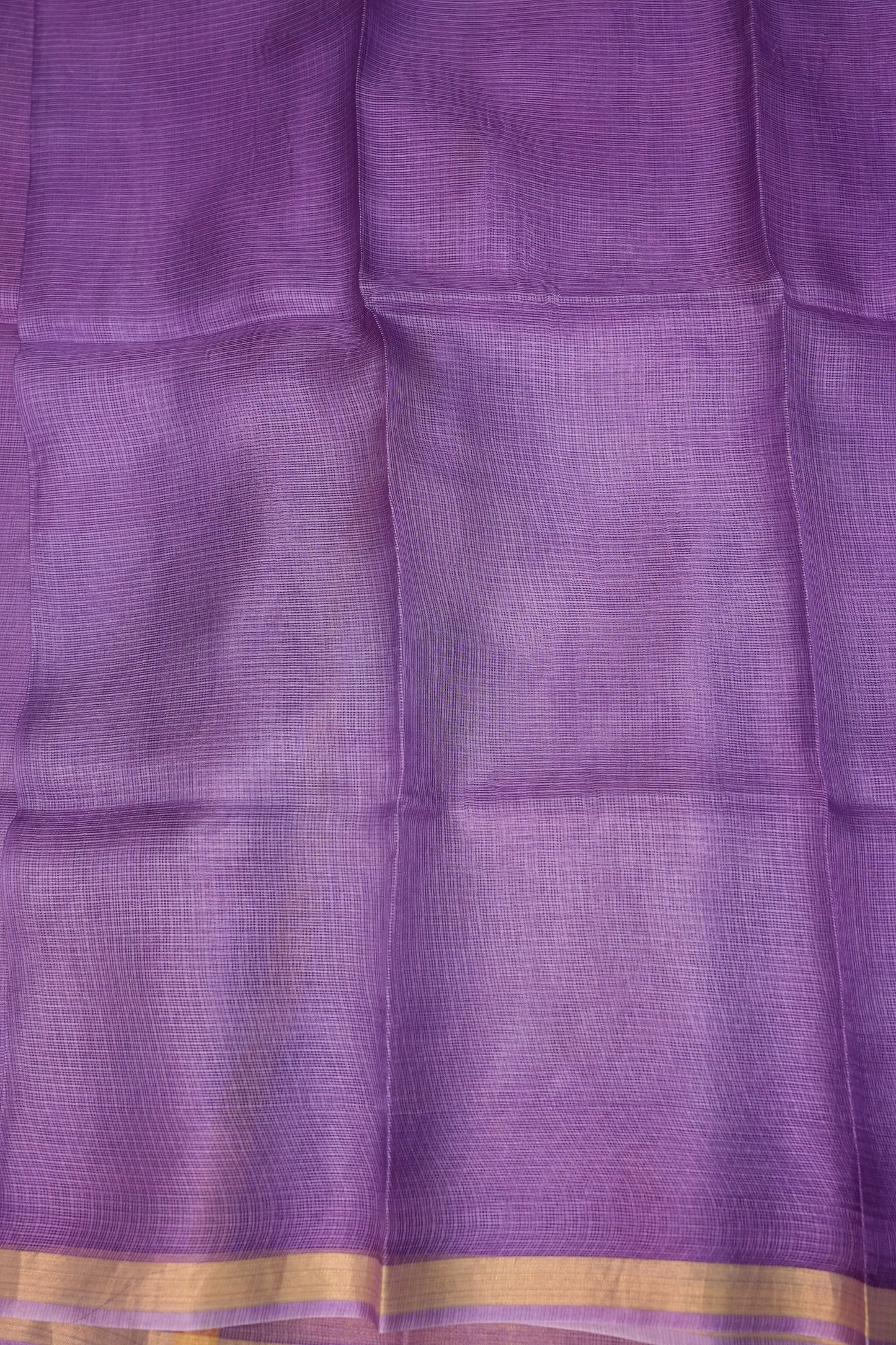 Silk Kota Saree with Gold Zari Border – Lavender Purple