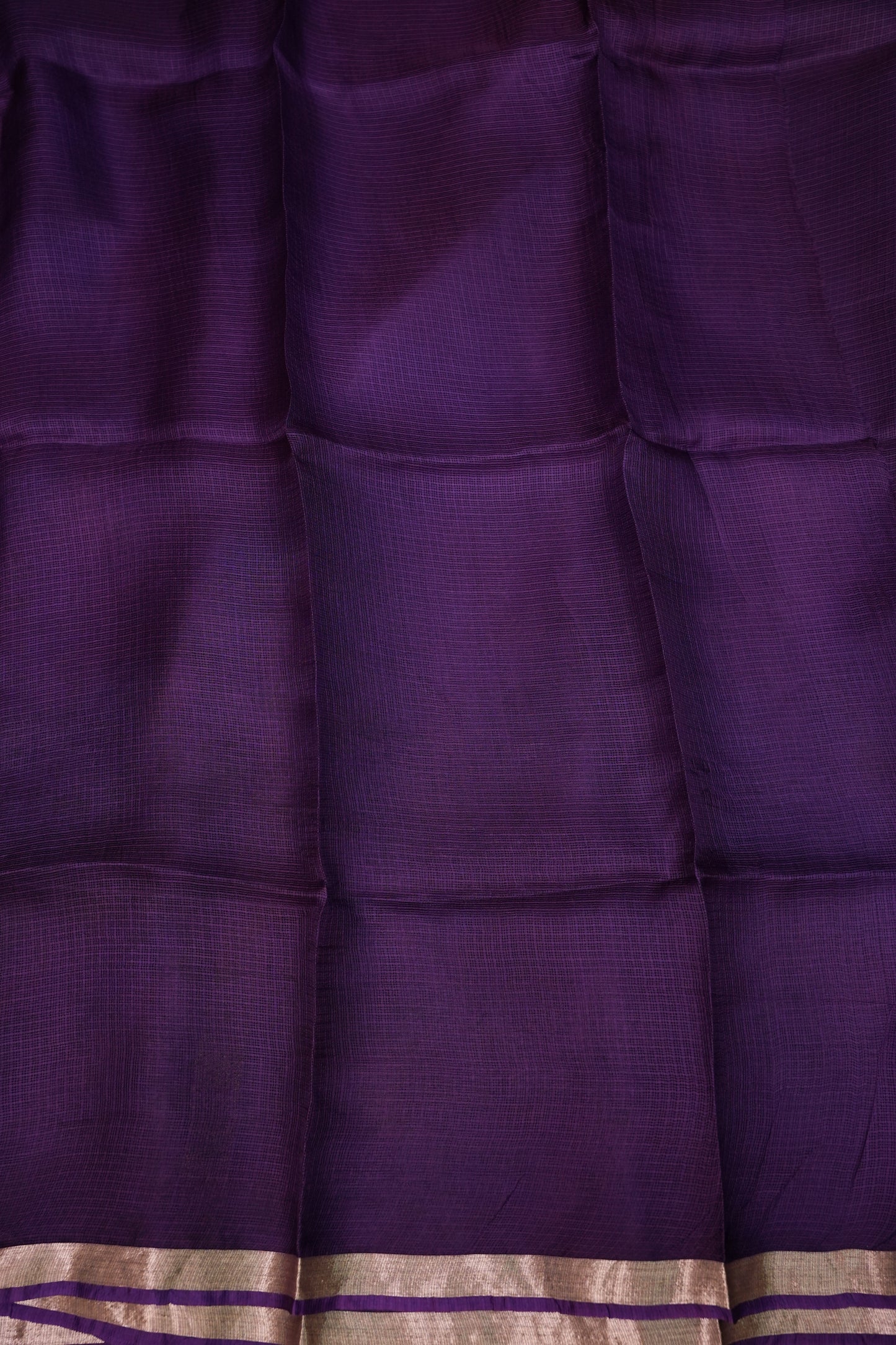 Silk Kota Saree with Gold Zari Border – Deep Purple