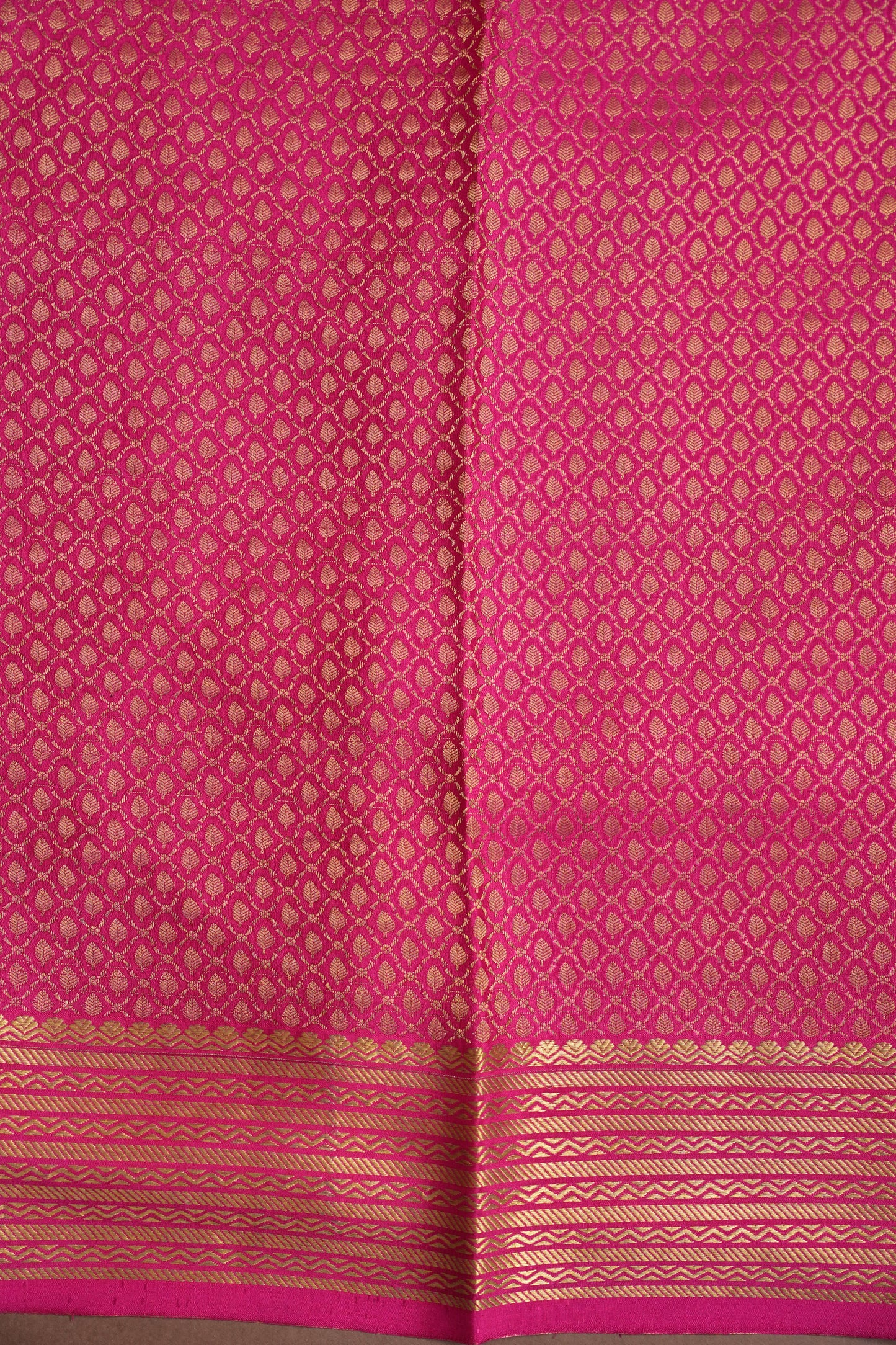 Plain Pure Crepe Mysore Silk Saree in Orange With Contrast Pink Pallu & Blouse
