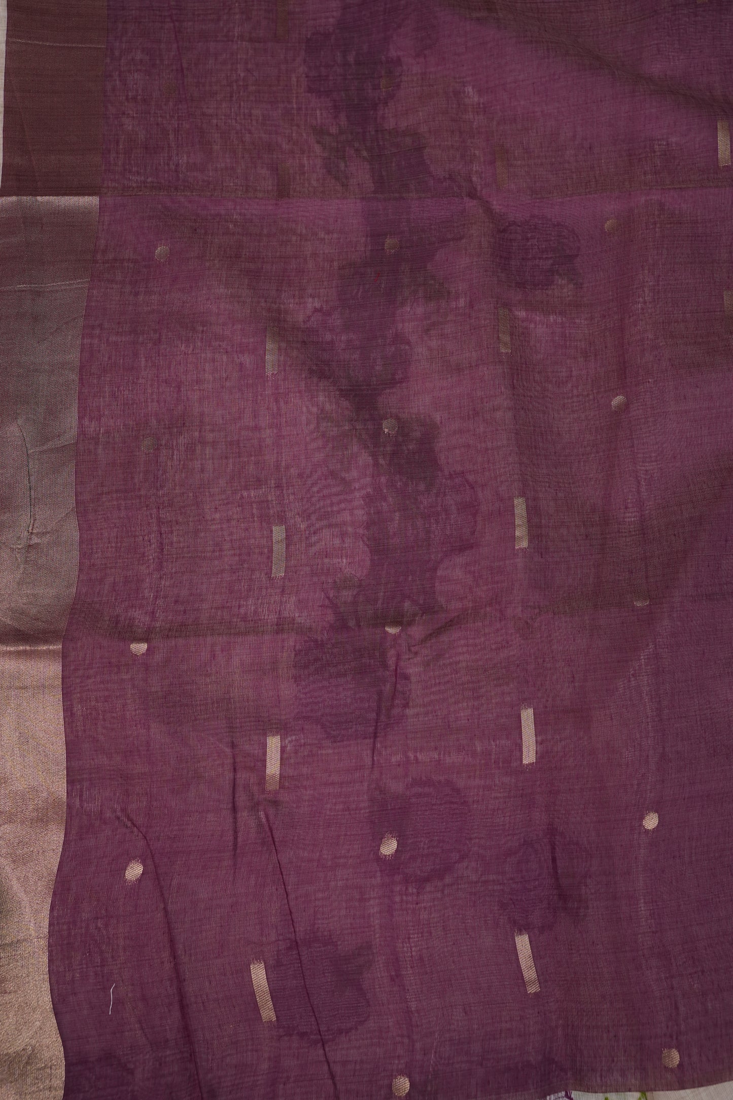 Pure Khaddi Cotton Saree with Floral Design – Ivory & Purple