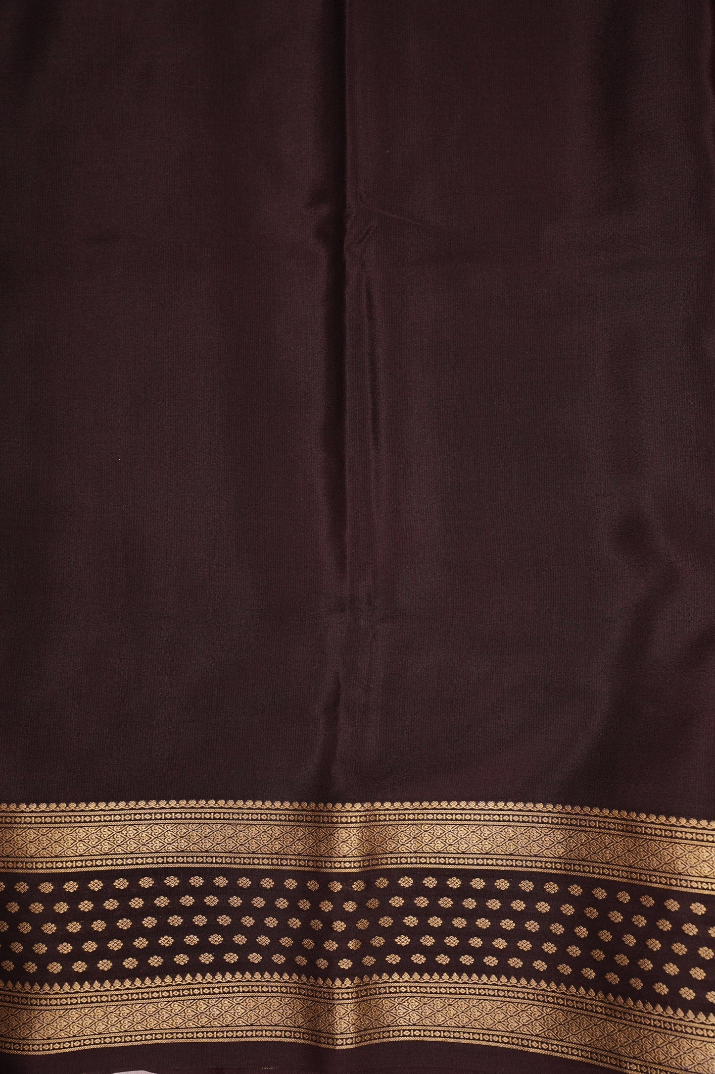 Pure Crepe Mysore Silk Saree - Maroon & Coffee Border