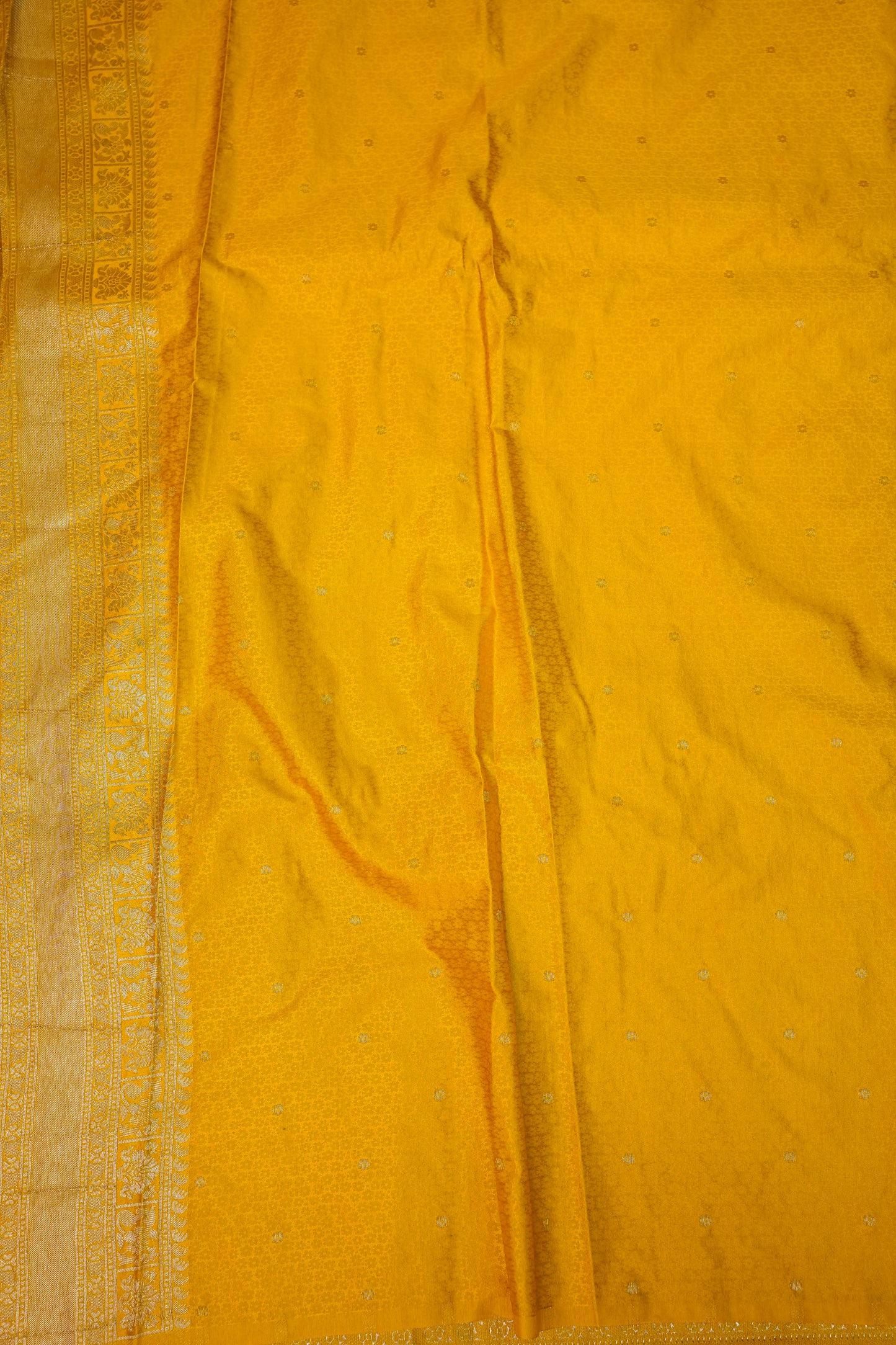 Banarasi Satin Silk Saree with Full Brocade Body – Mustard Yellow