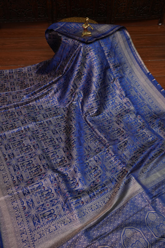 Banarasi Satin Silk Saree with Full Brocade Body – Royal Blue