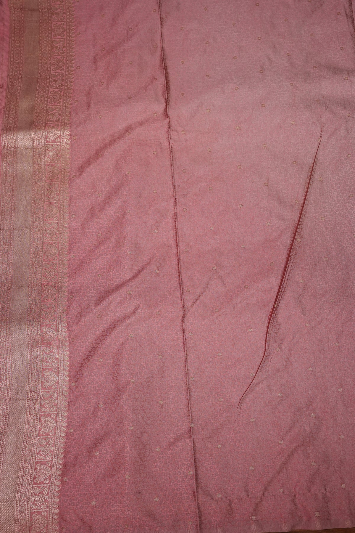 Banarasi Satin Silk Saree with Full Brocade Body – Dusty Rose Pink