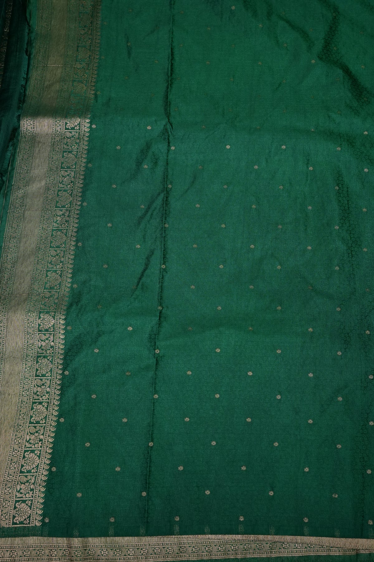 Banarasi Satin Silk Saree with Full Brocade Body – Emerald Green