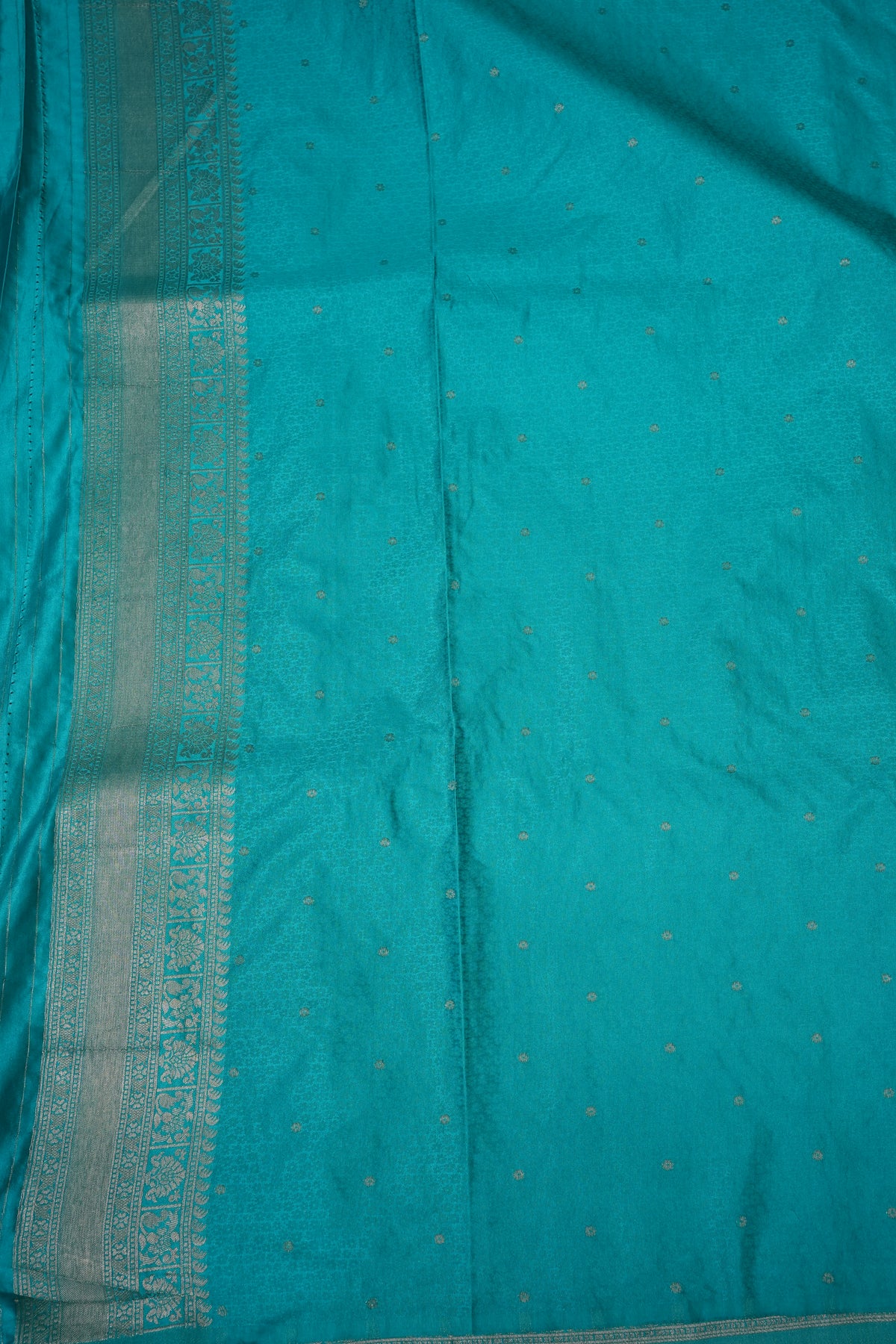 Banarasi Satin Silk Saree with Full Brocade Body – Turquoise Blue