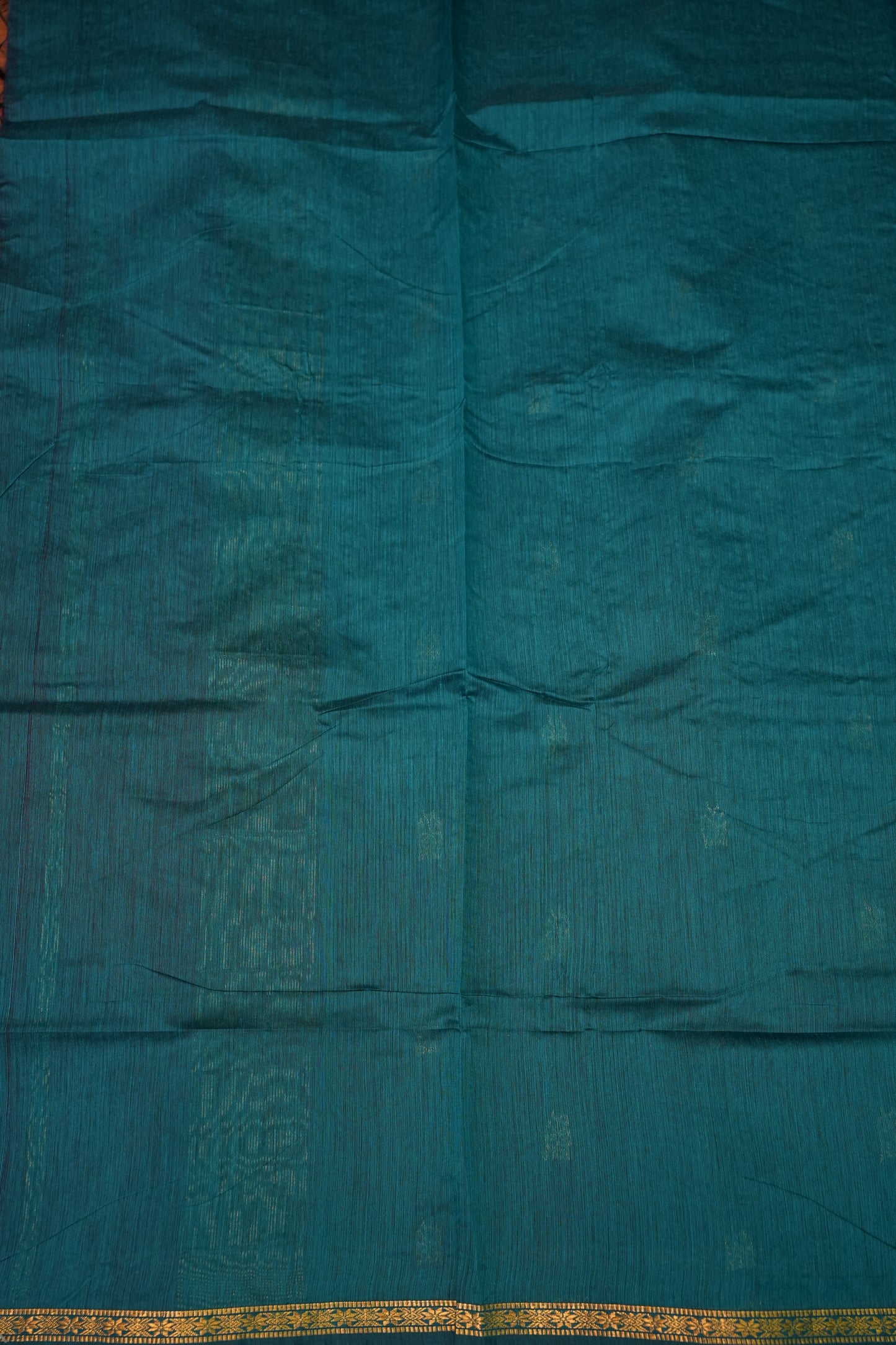 Semi Maheshwari Silk Cotton Saree – Deep Purple & Teal with Zari Buttas
