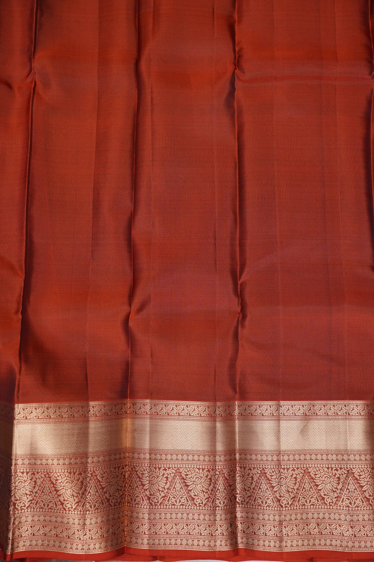 Bottle Green & Rust Orange Pure Kanchipuram Silk Saree|Silk Mark Certified