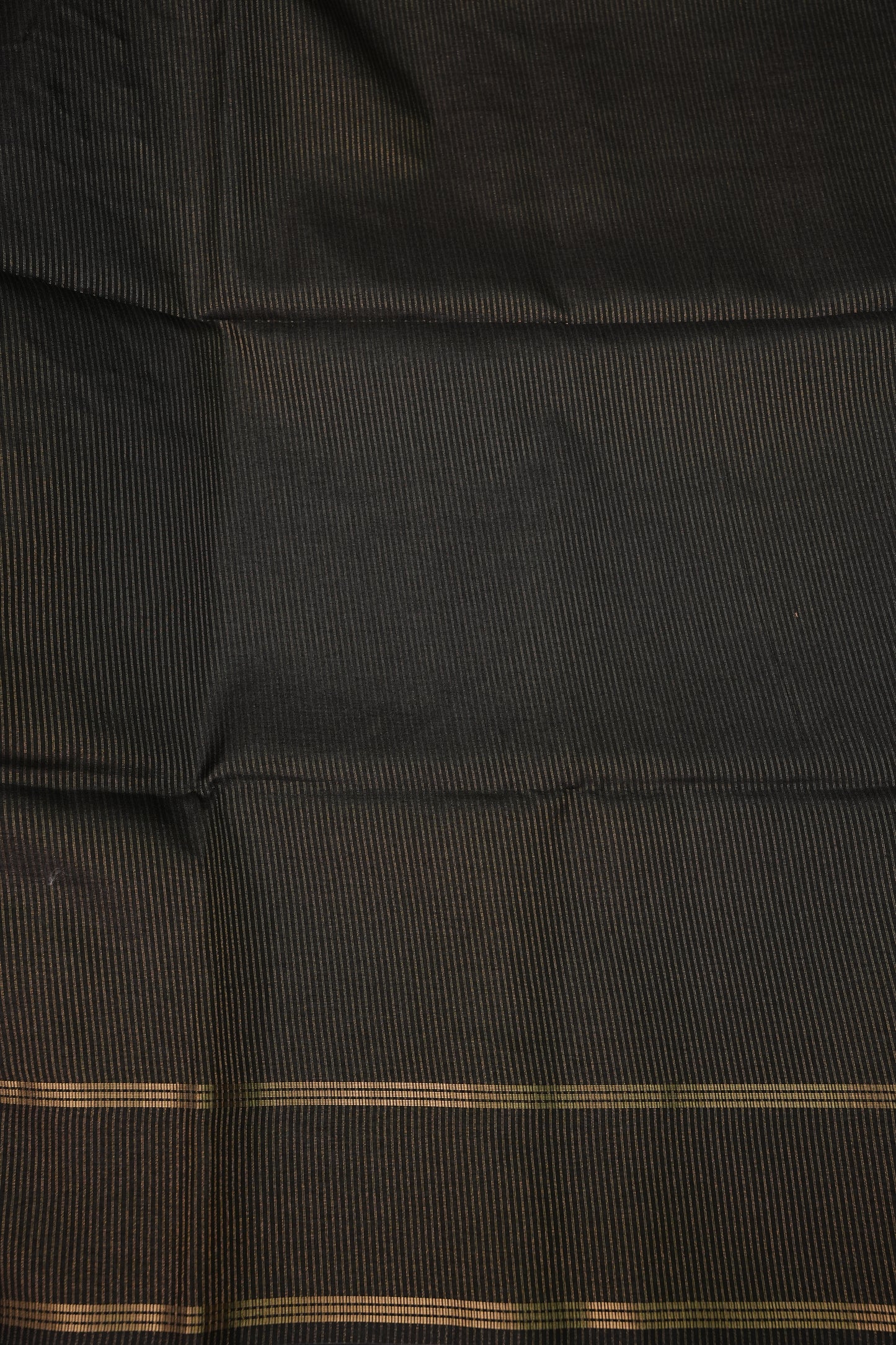 Semi Tussar Silk Saree with Traditional Gap Border – Black