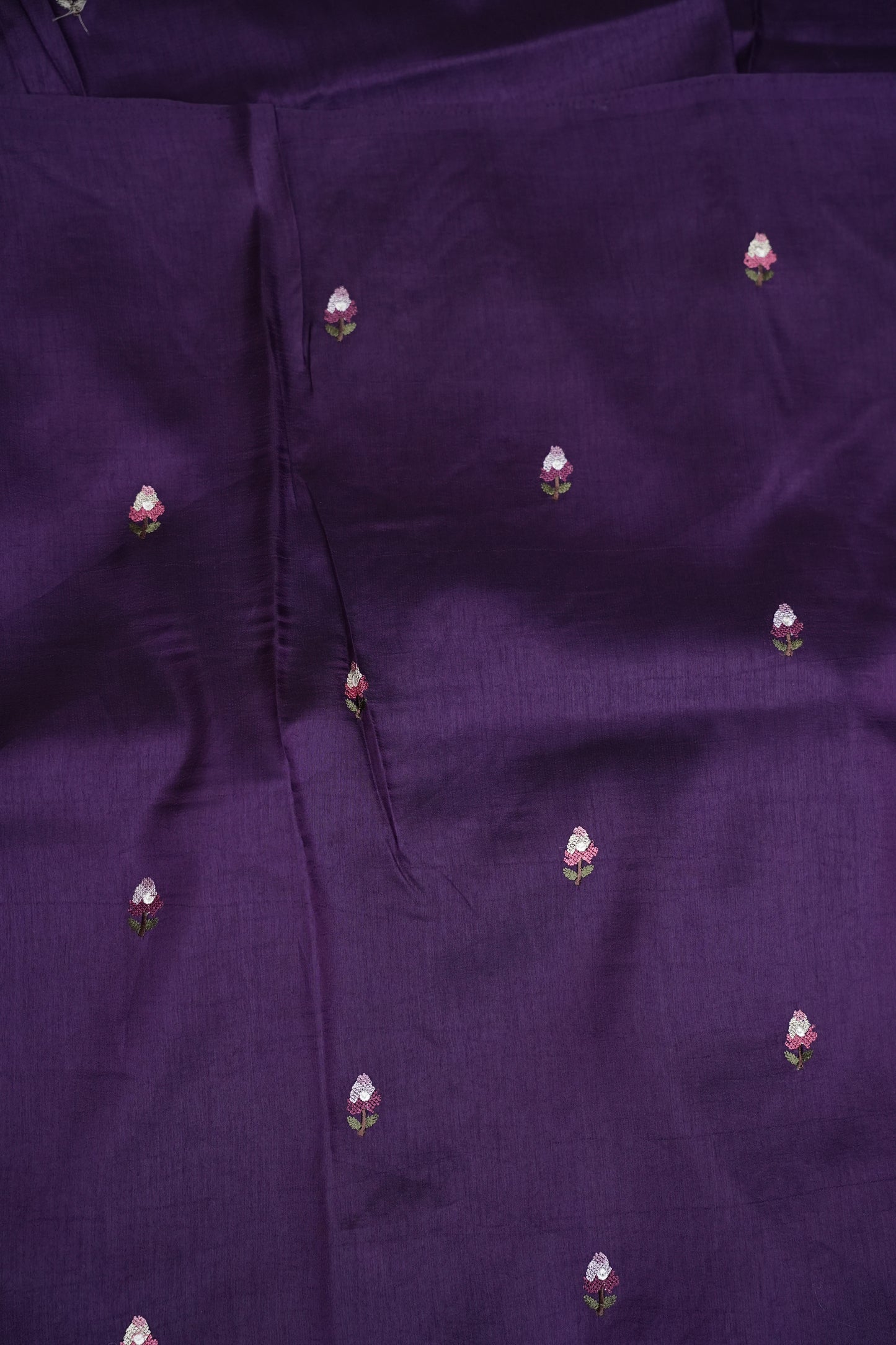 Party Wear Embroidered Soft Organza Saree – Royal Purple Floral Elegance