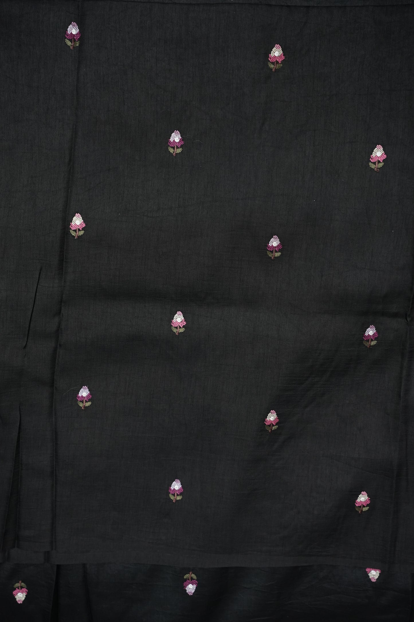 Party Wear Embroidered Soft Organza Saree – Classic Black Floral Elegance