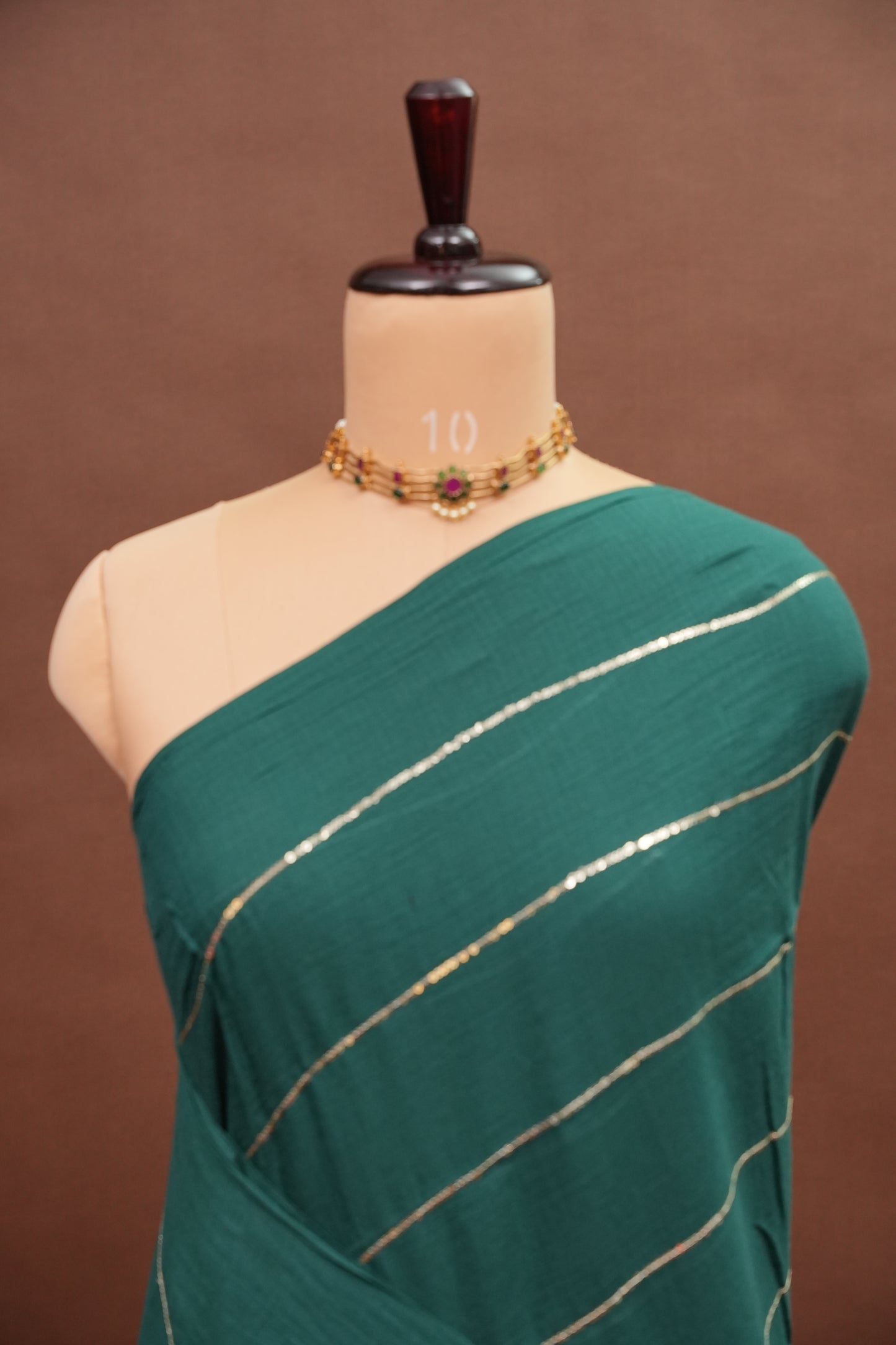 Mulmul Cotton Saree with Tassels - Teal Green