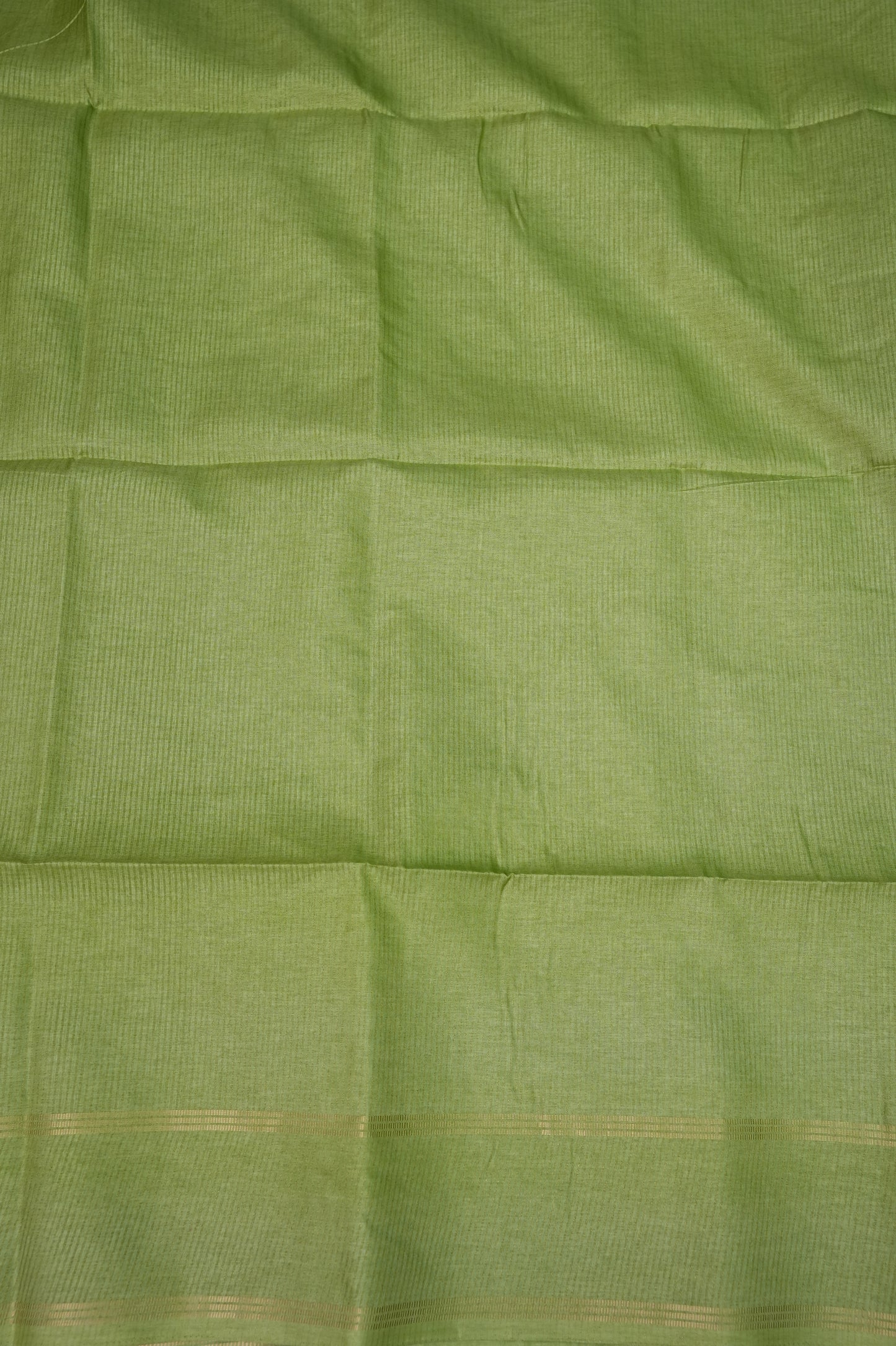 Semi Tussar Silk Saree with Traditional Gap Border – Pista Green