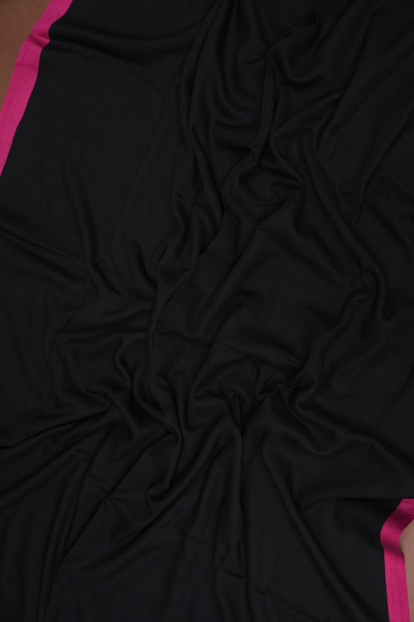 Mulmul Cotton Saree with Tassels - Black