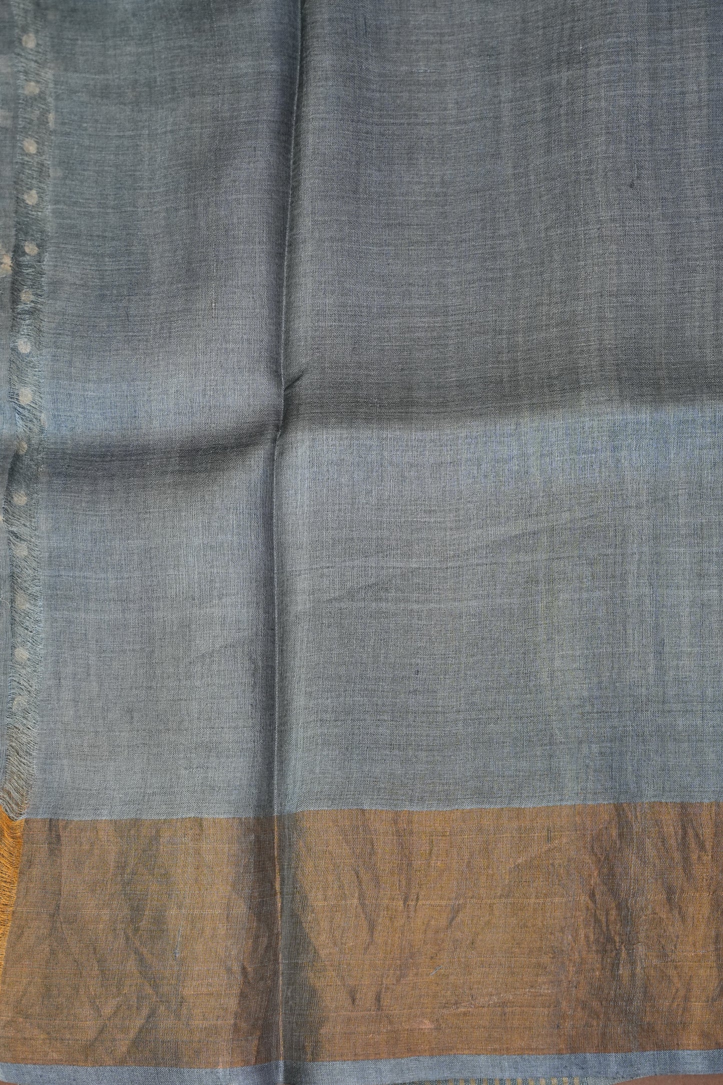 Geometric Patterned Pure Tussar Silk Saree-Grey|Silk Mark Certified