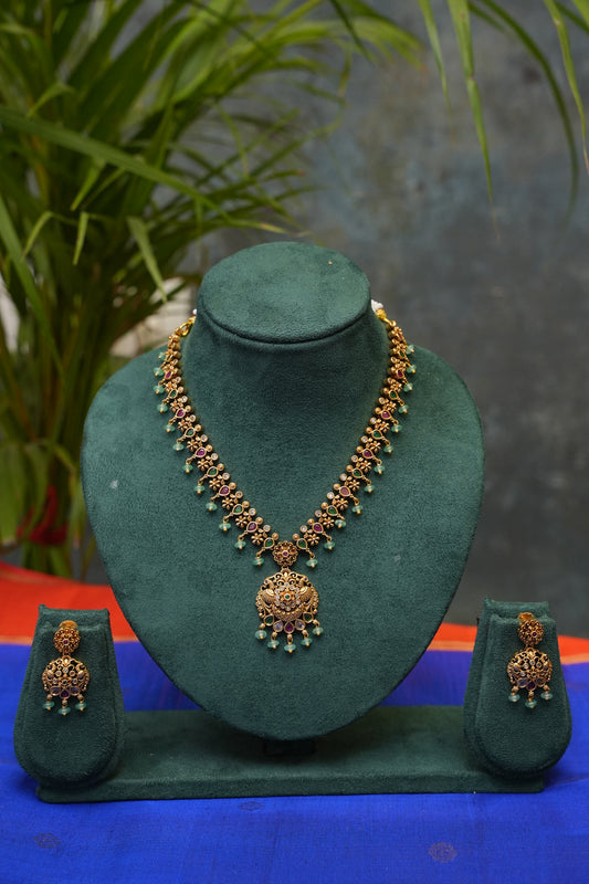 Antique Gold-Plated Temple Necklace Set