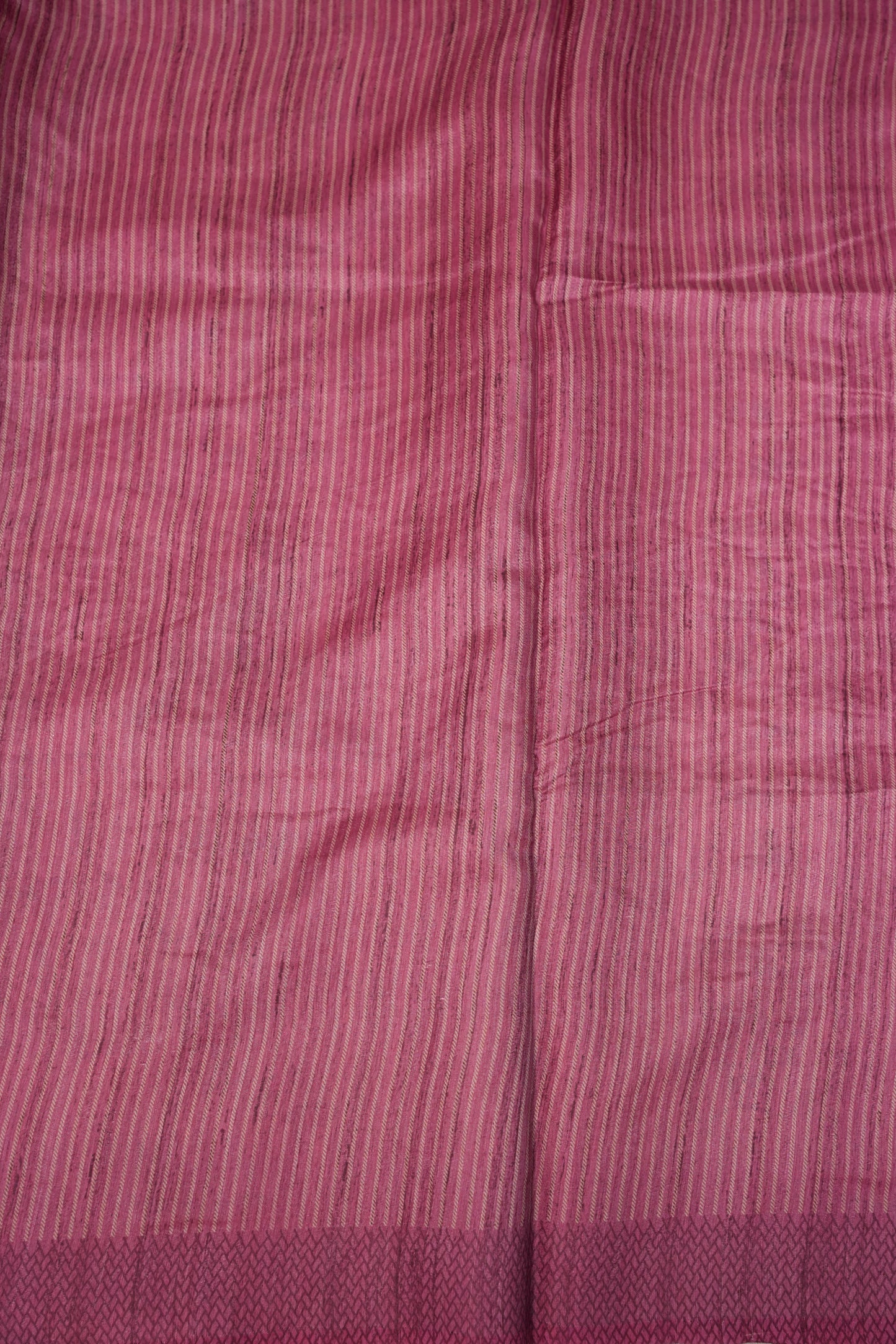 Semi Raw Silk Saree with Embroidered Body & Temple Border – Beige & Dusty Rose Pink