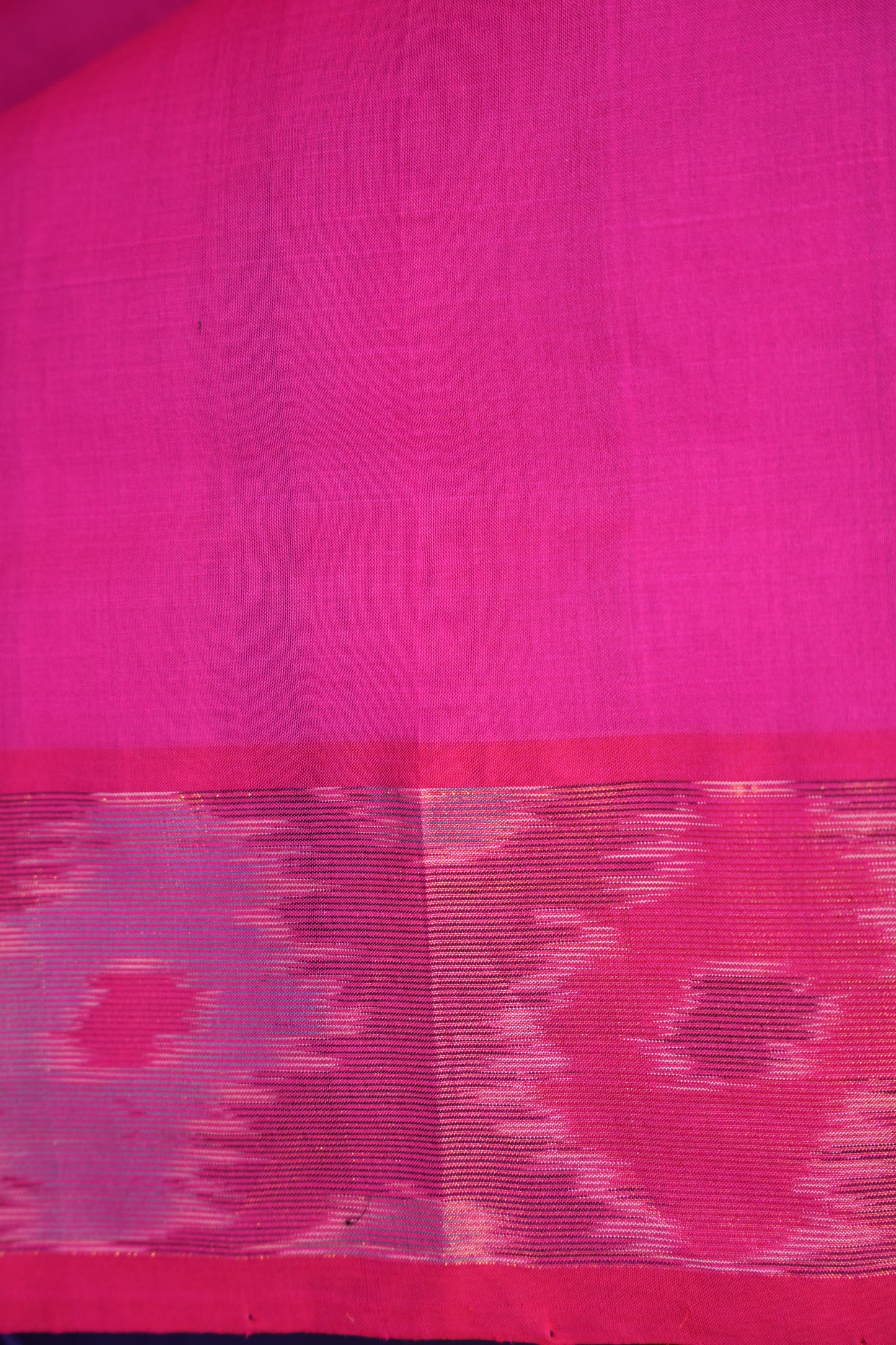 Ikkat Cotton Silk Saree - Purple with Pink