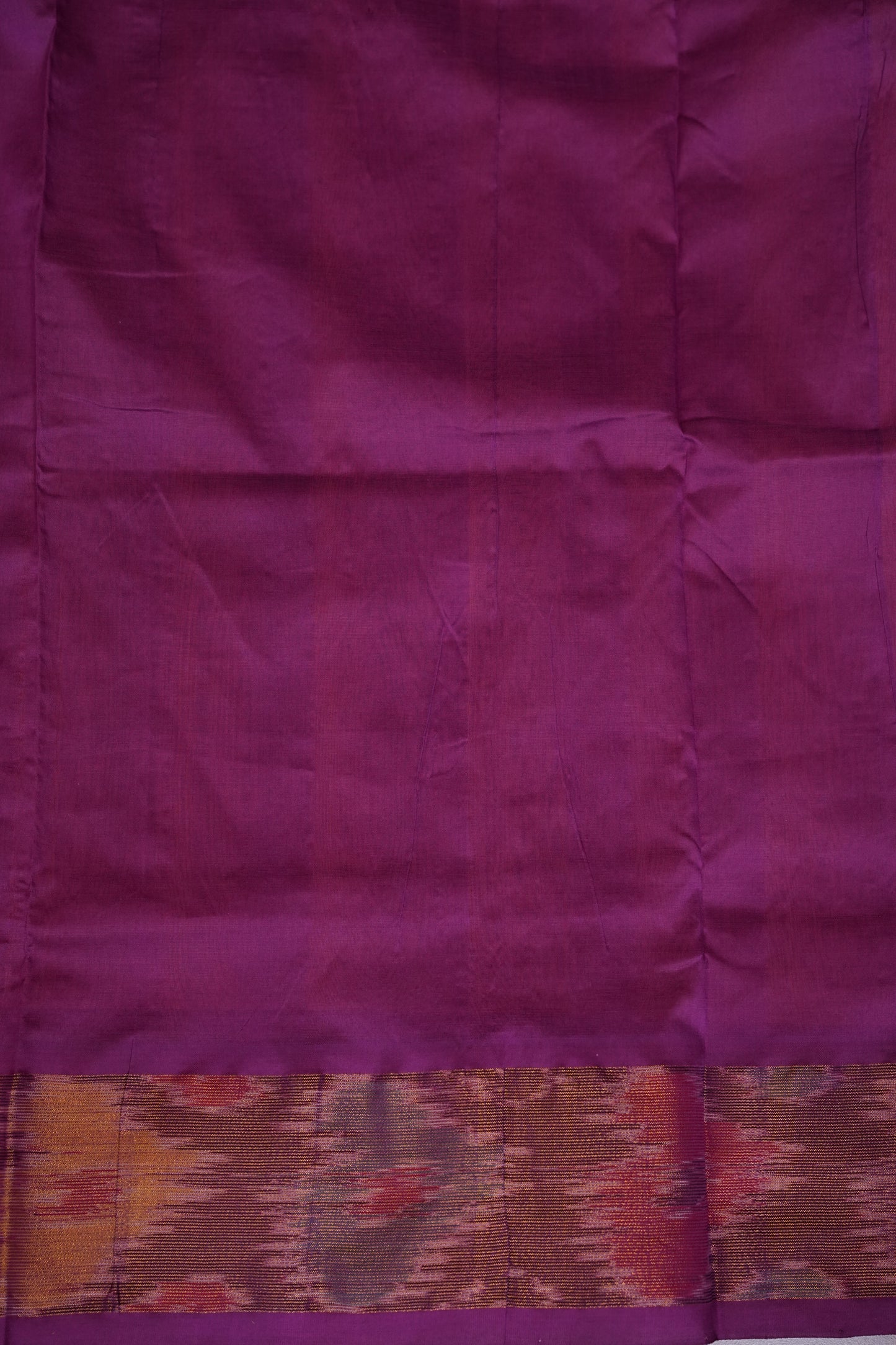 Ikkat Cotton Silk Saree - Yellow and Deep Purple