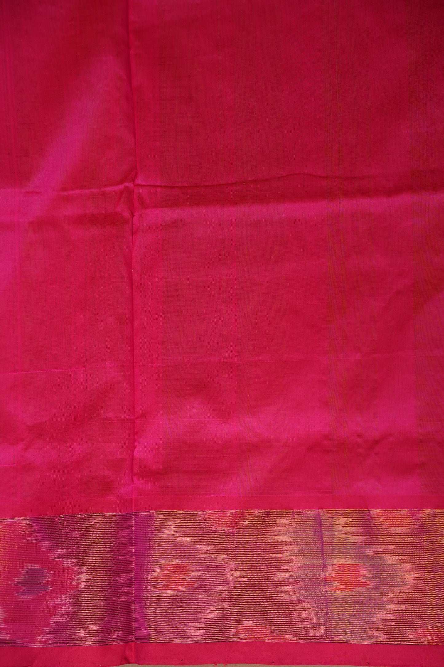 Ikkat Cotton Silk Saree - Lime Green and Pink