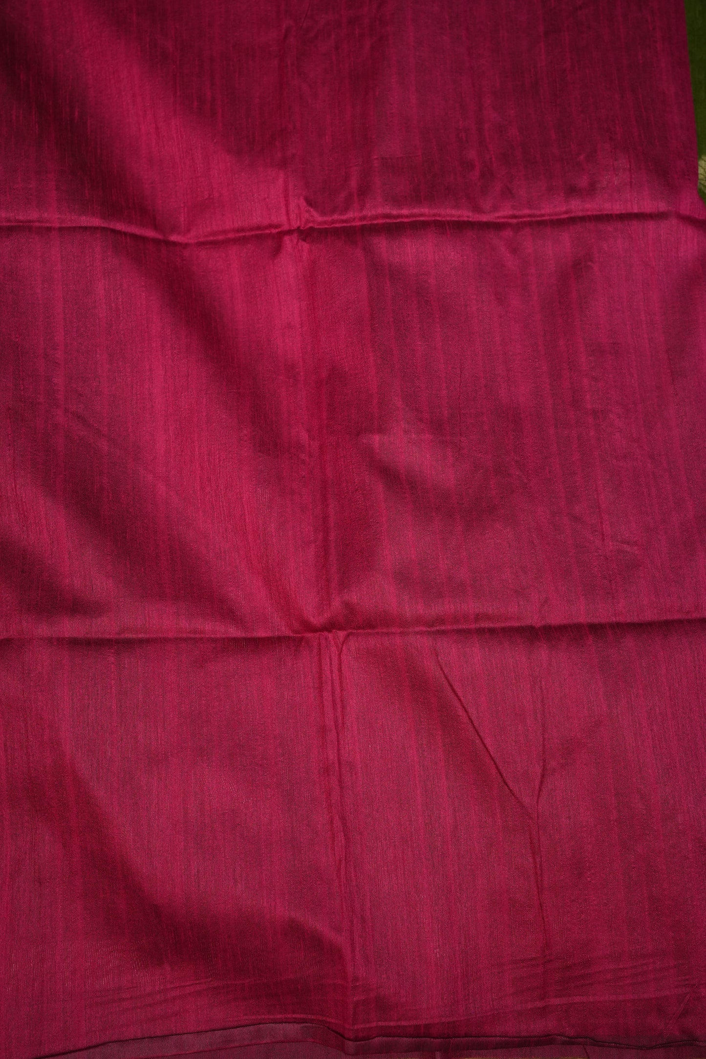 Semi Raw Silk Saree with Temple Border – Olive Green & Rani Pink