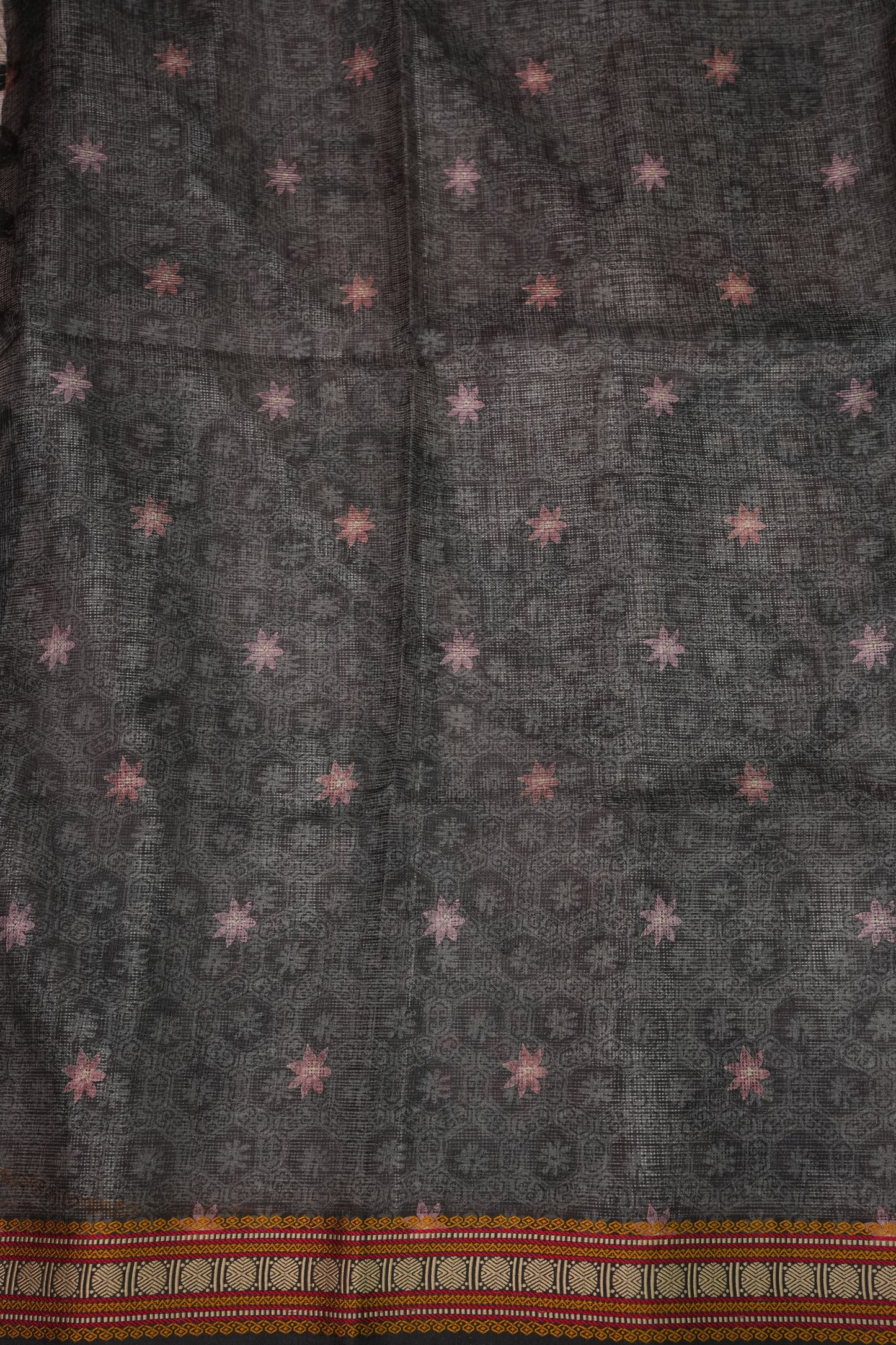 Silk Kota Saree with Sambalpuri Concept Border & Floral Print – Ivory & Black