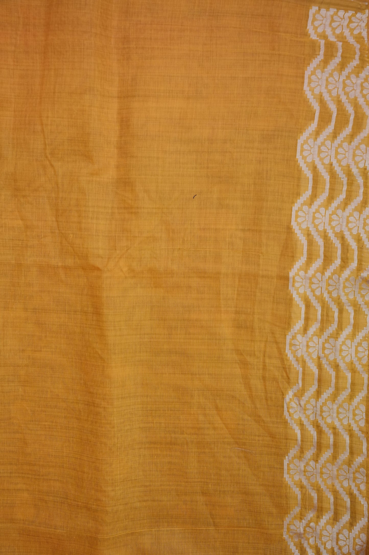 Yellow Jamdani Saree with Intricate White Woven Motifs