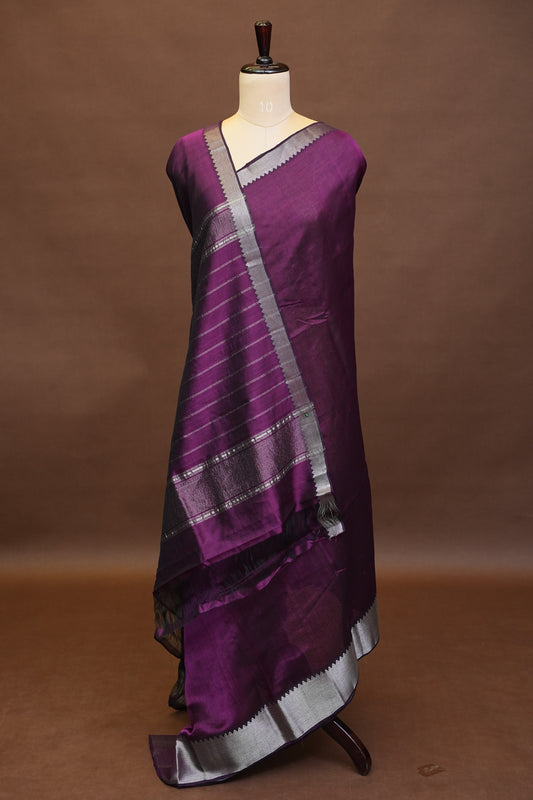 Mangalagiri Silk Cotton Saree - Rich Plum