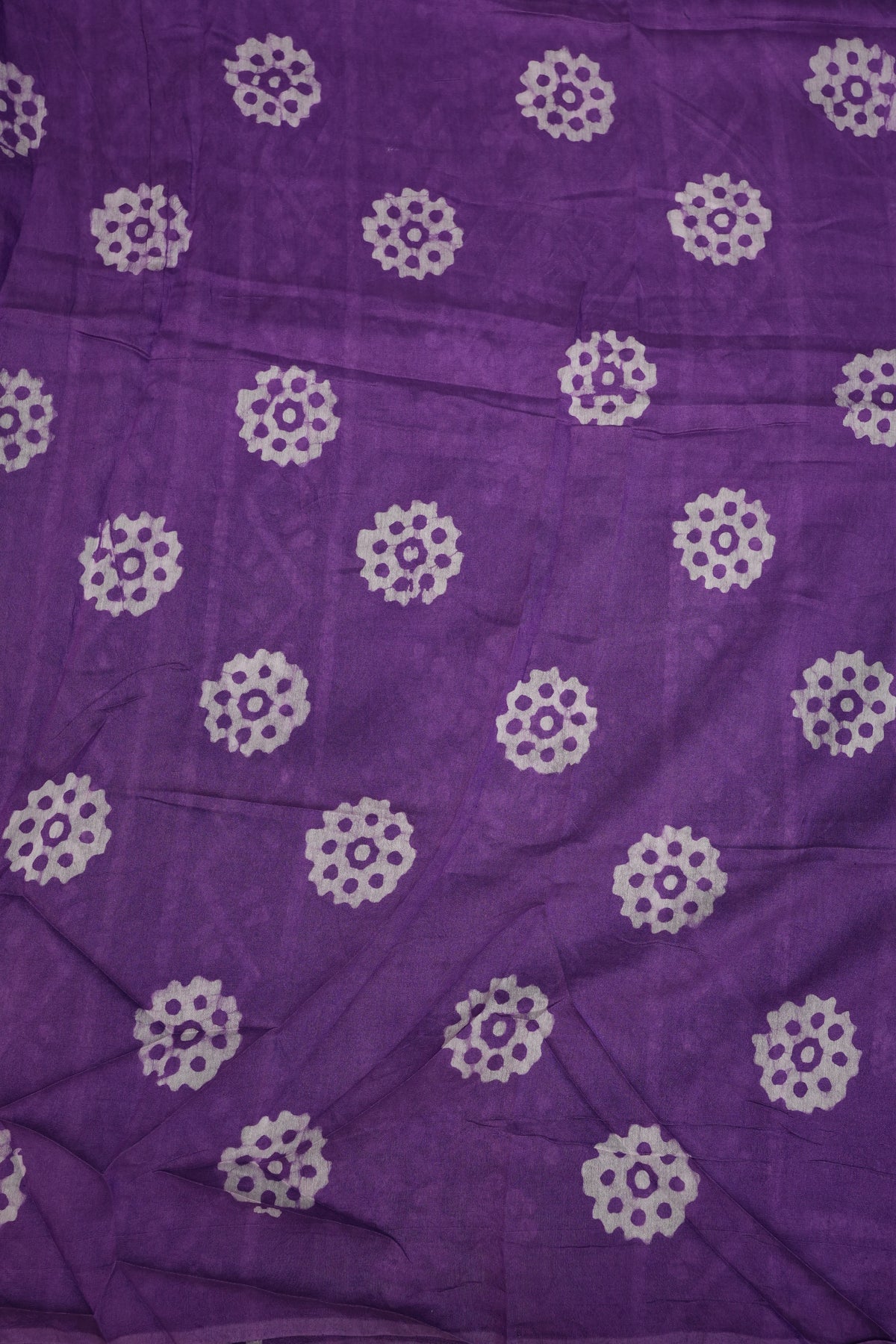 Pure Cotton Saree with Digital Block Prints – Purple & White