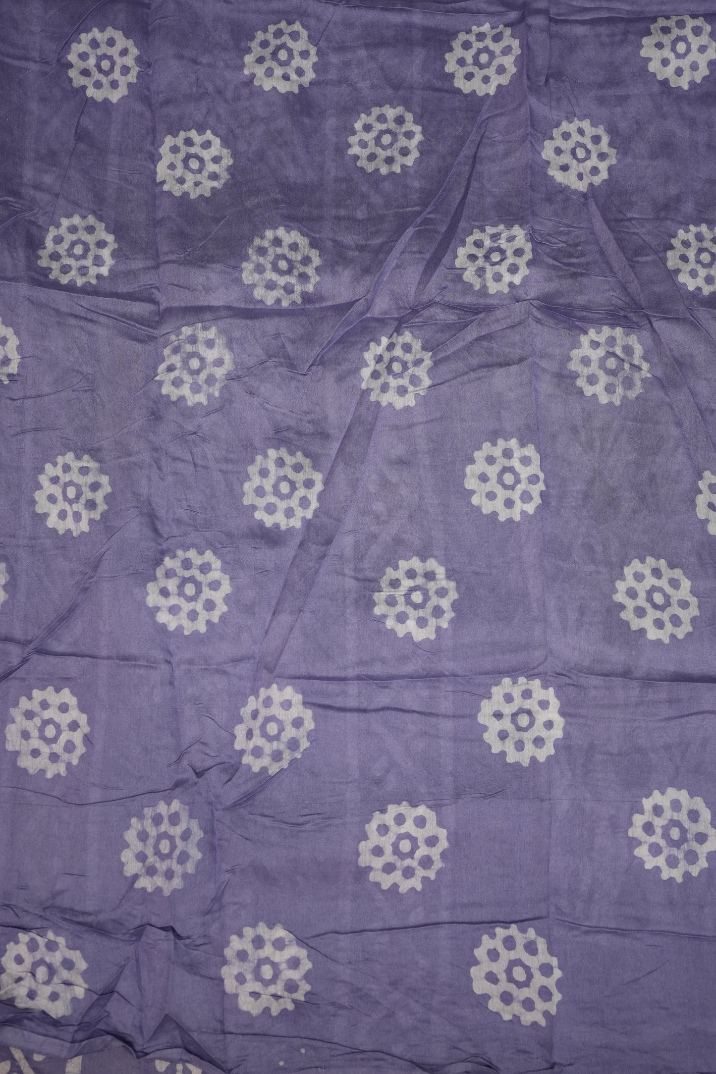 Pure Cotton Saree with Digital Block Prints – Lavender & White