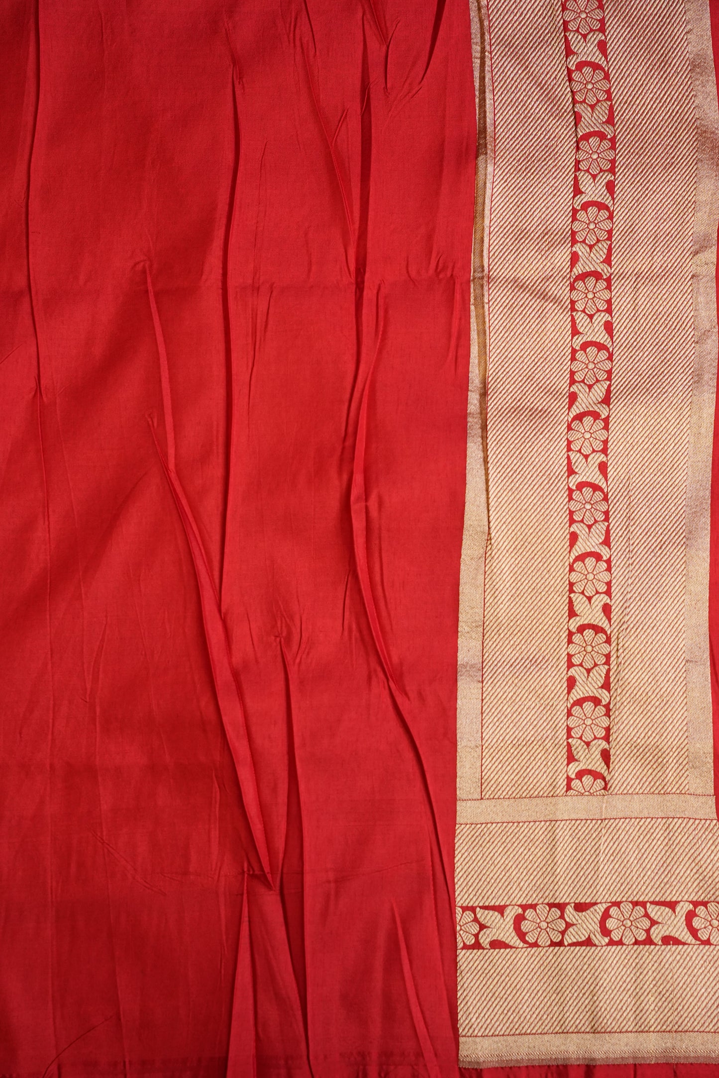 Pure Handloom Silk Katan Banaras Saree-Red|Silk Mark Certified